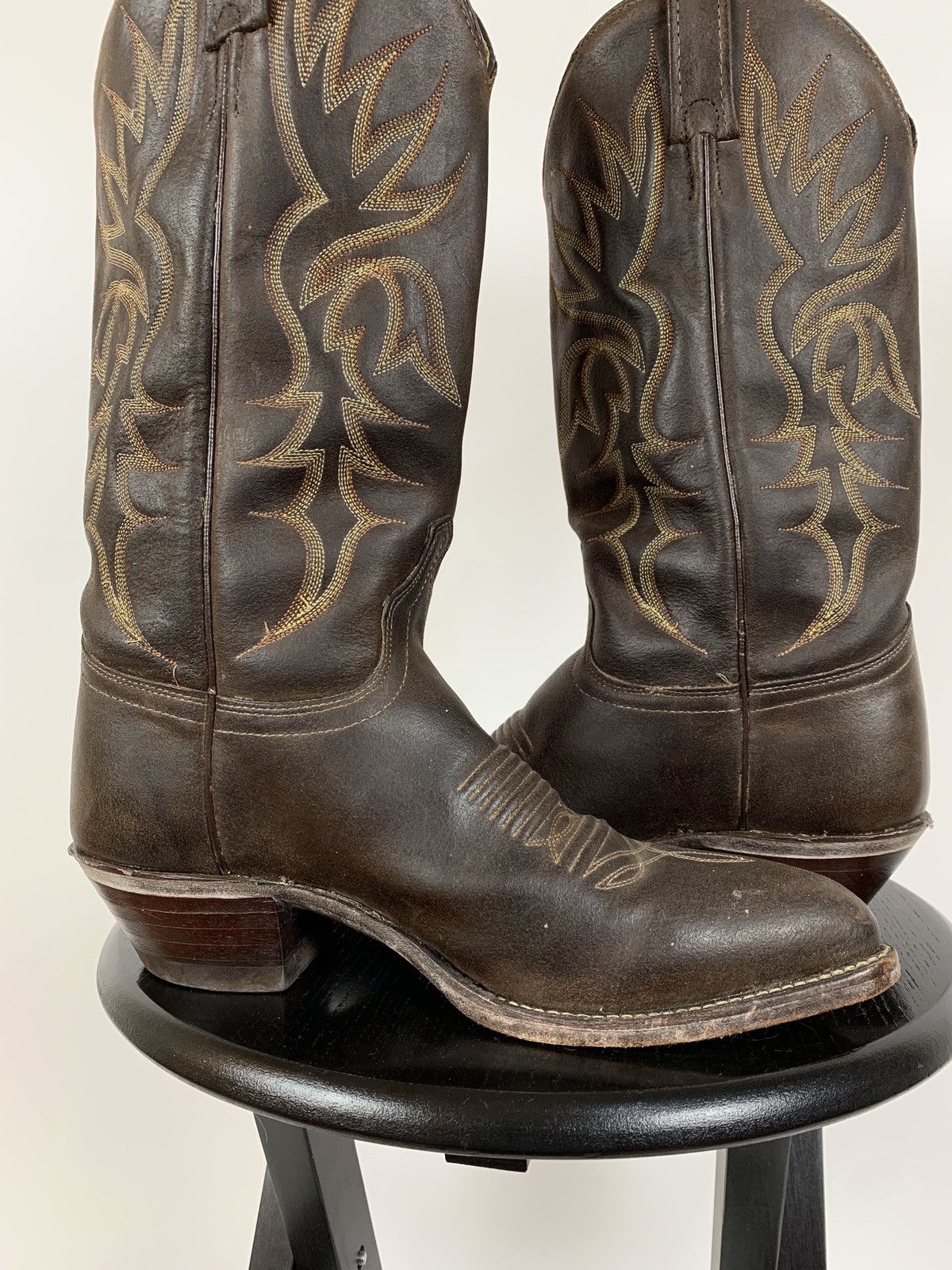 Vintage Vintage J Chisholm Cowboy Western Brown Leather Boots Size US 8 / IT 38 - 18 Thumbnail