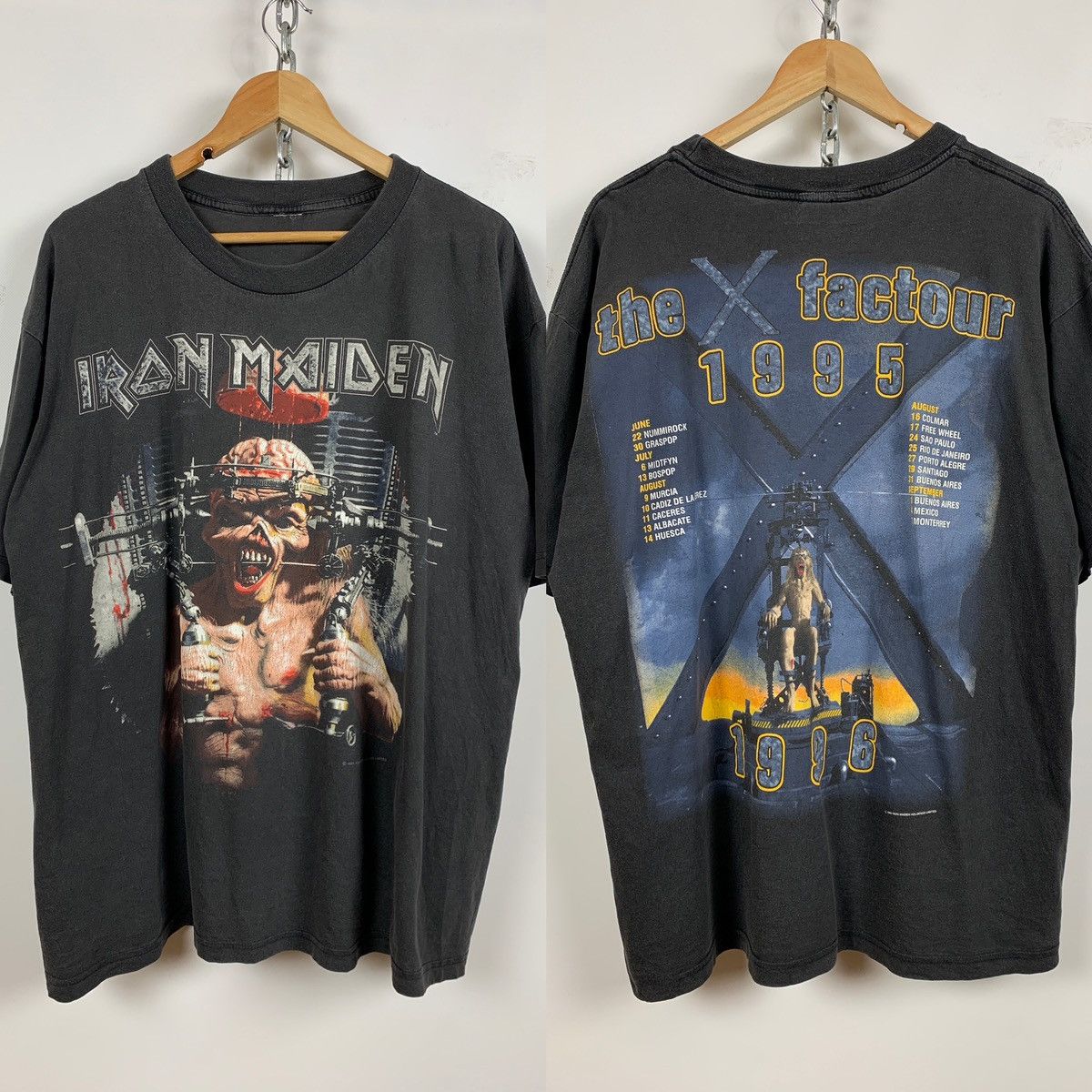 Band Tees 1995 Vintage Iron Maiden The X Factor Tour Very Rare T-Shirt Size US XXL / EU 58 / 5 - 1 Thumbnail