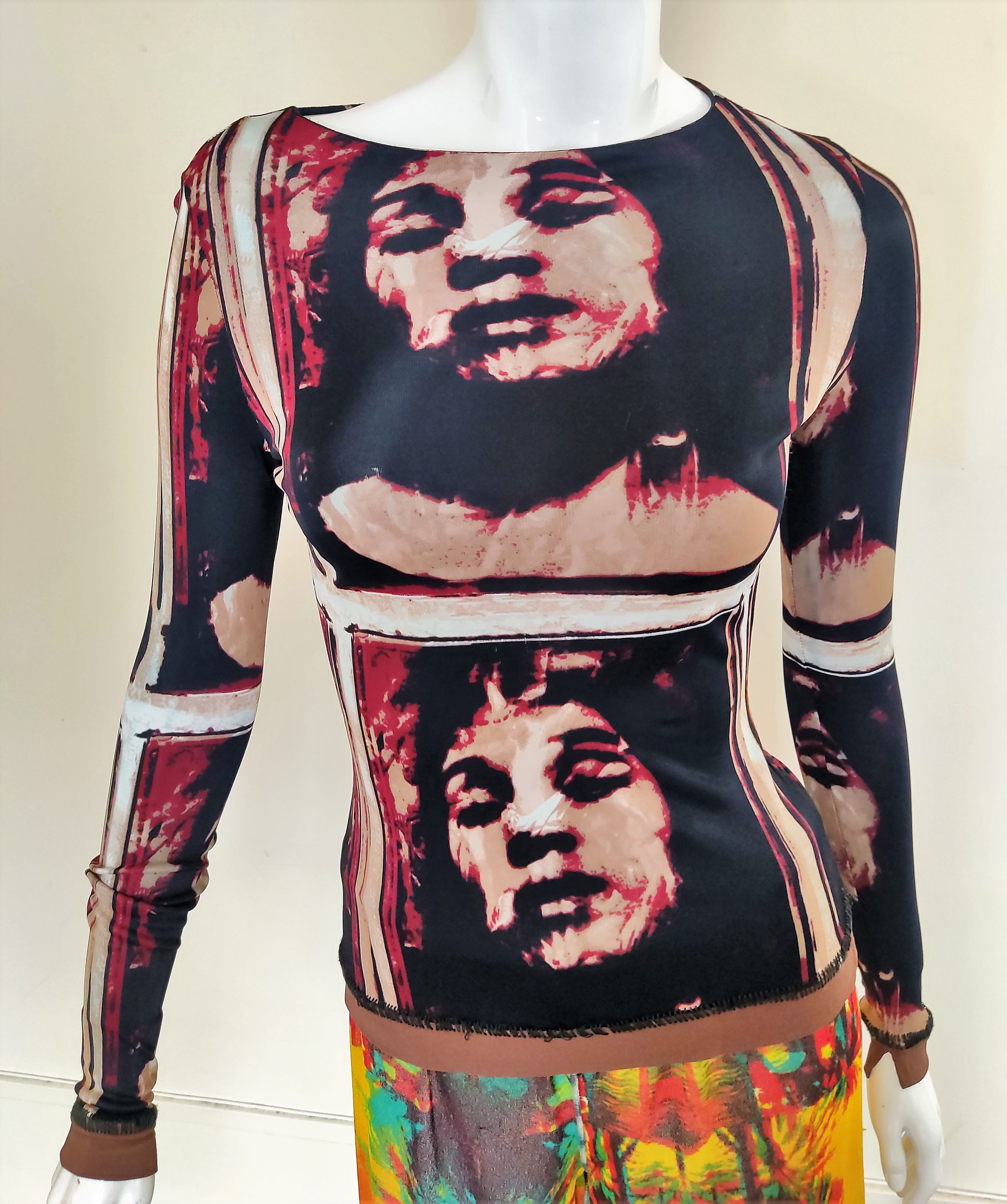 image of Jean Paul Gaultier Angel Jesus Religious Angel Tee Top in Brown, Women's (Size Small)