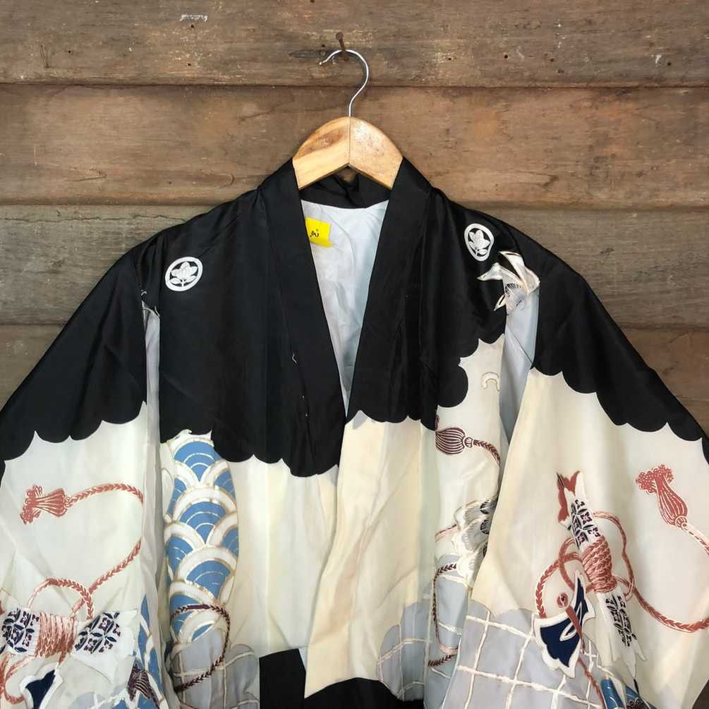 Vintage Japan Kimono art vintage cardigan Black Kimono #3886 Size XS / US 0-2 / IT 36-38 - 7 Thumbnail