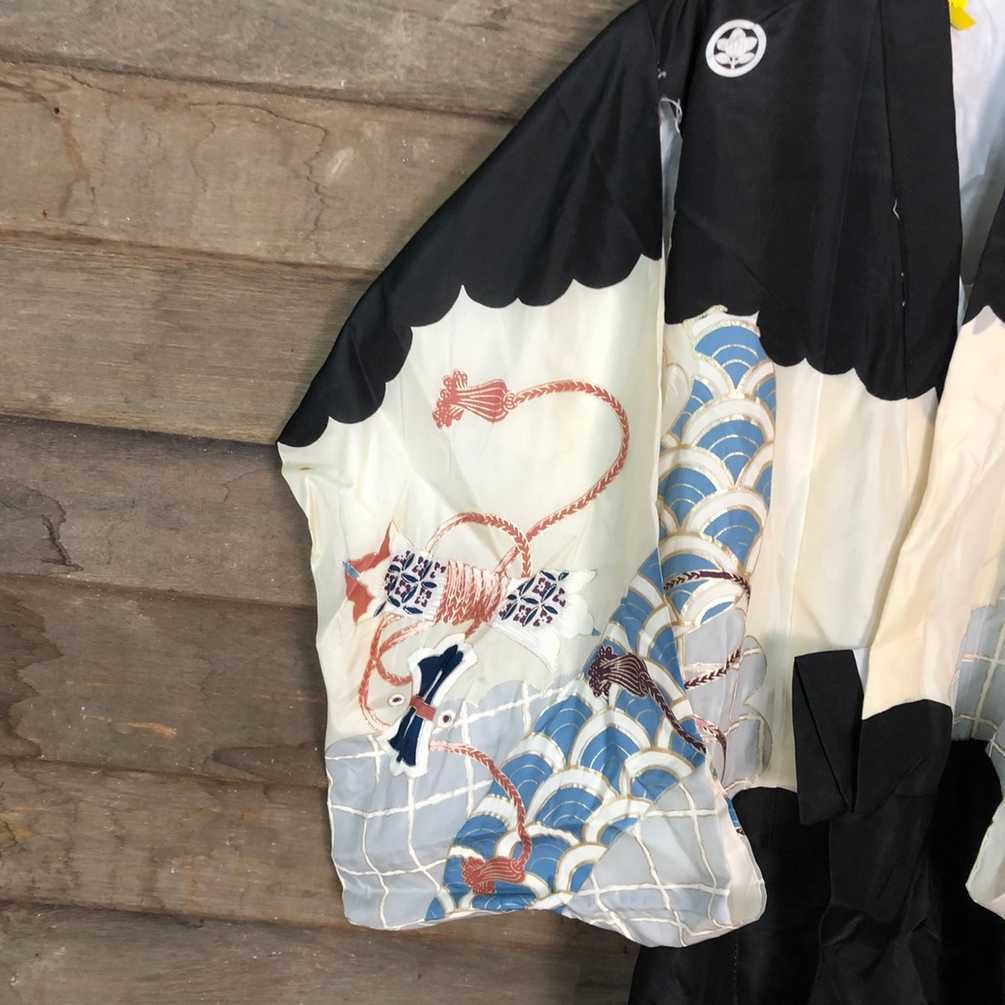 Vintage Japan Kimono art vintage cardigan Black Kimono #3886 Size XS / US 0-2 / IT 36-38 - 6 Thumbnail