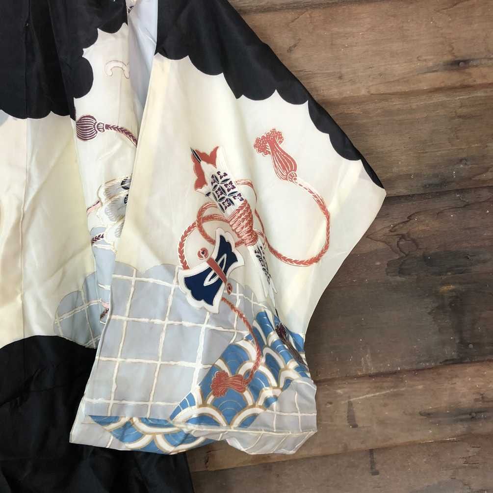 Vintage Japan Kimono art vintage cardigan Black Kimono #3886 Size XS / US 0-2 / IT 36-38 - 5 Thumbnail