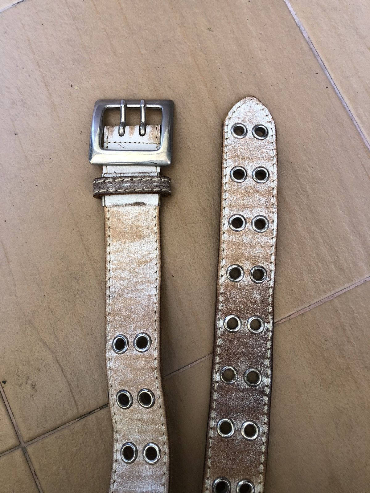 Leather × Other × Seditionaries Vintage Rock Style Fashion White Leather Buckle Belts Size ONE SIZE - 6 Thumbnail