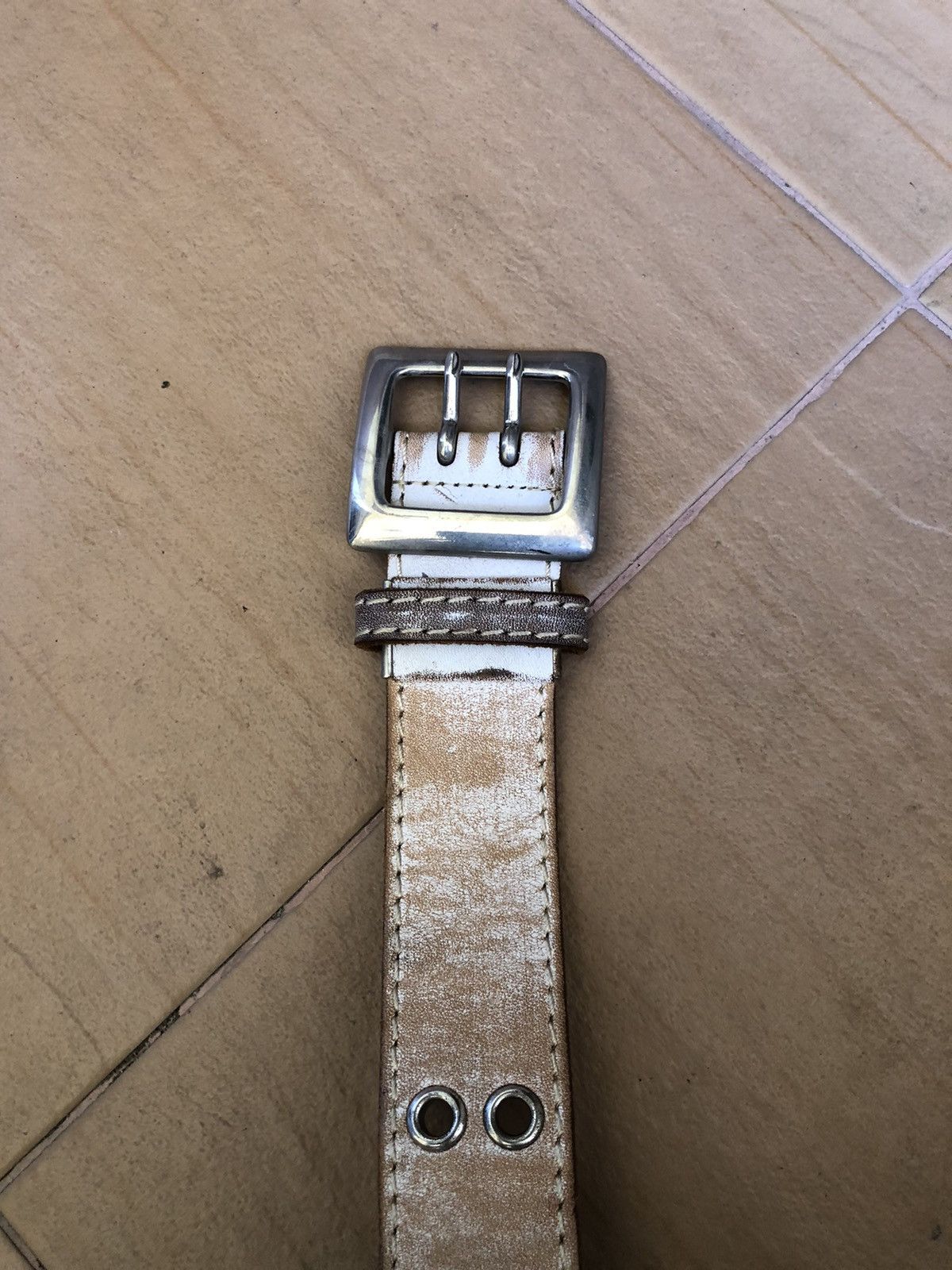 Leather × Other × Seditionaries Vintage Rock Style Fashion White Leather Buckle Belts Size ONE SIZE - 3 Thumbnail