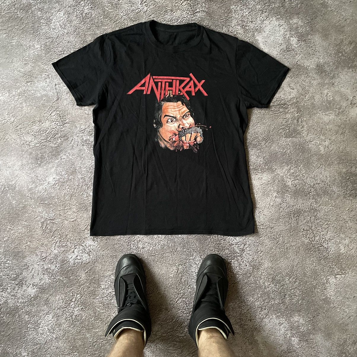 Vintage Vintage 90s Anthrax Graphic Band Tee Thrashed Punk Slim L Size US L / EU 52-54 / 3 - 1 Thumbnail