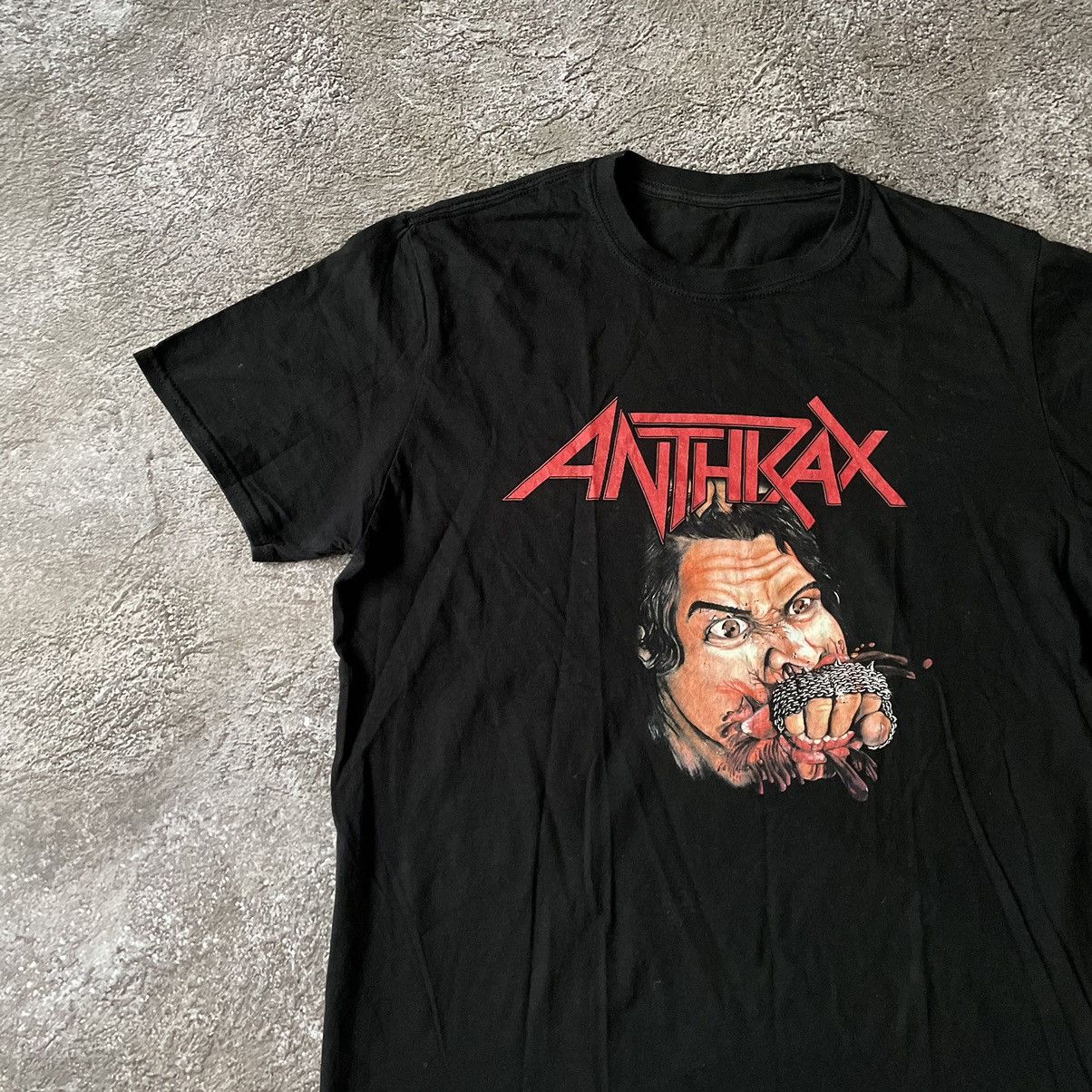 Vintage Vintage 90s Anthrax Graphic Band Tee Thrashed Punk Slim L Size US L / EU 52-54 / 3 - 4 Thumbnail