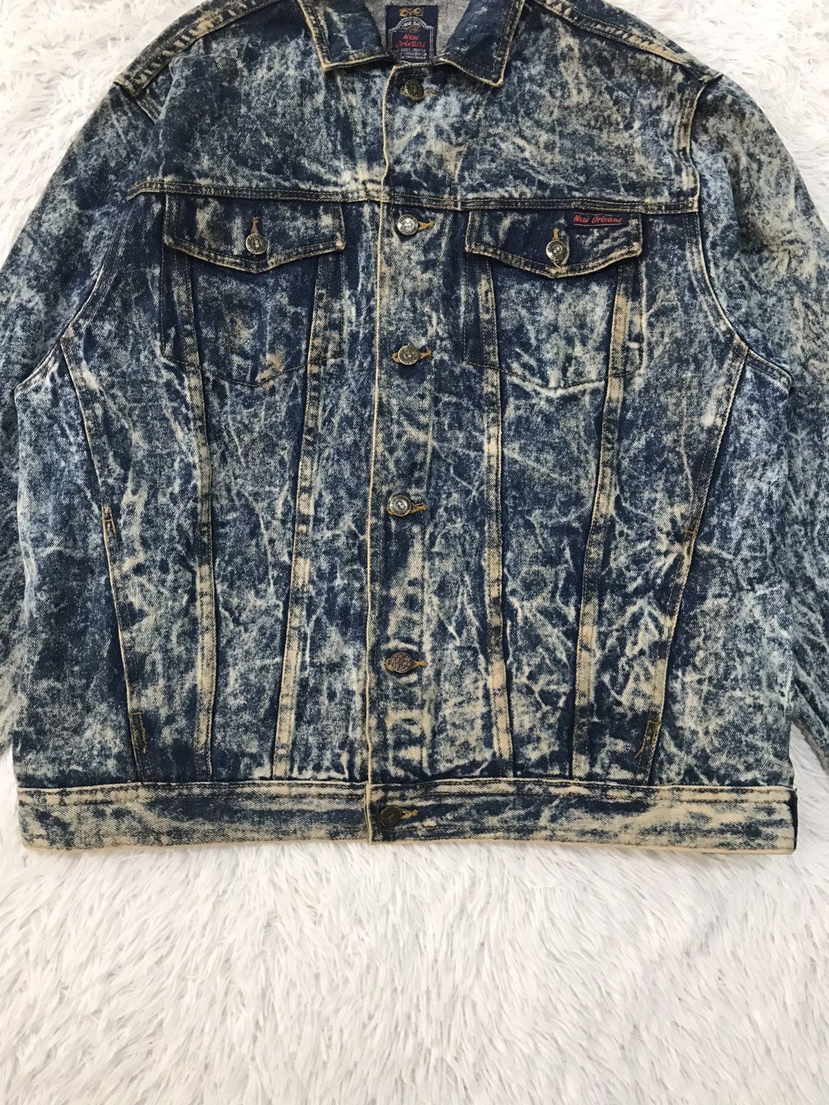 Japanese Brand Acid Wash Style Rue Du New Orleans Denim Jacket Size US L / EU 52-54 / 3 - 7 Thumbnail
