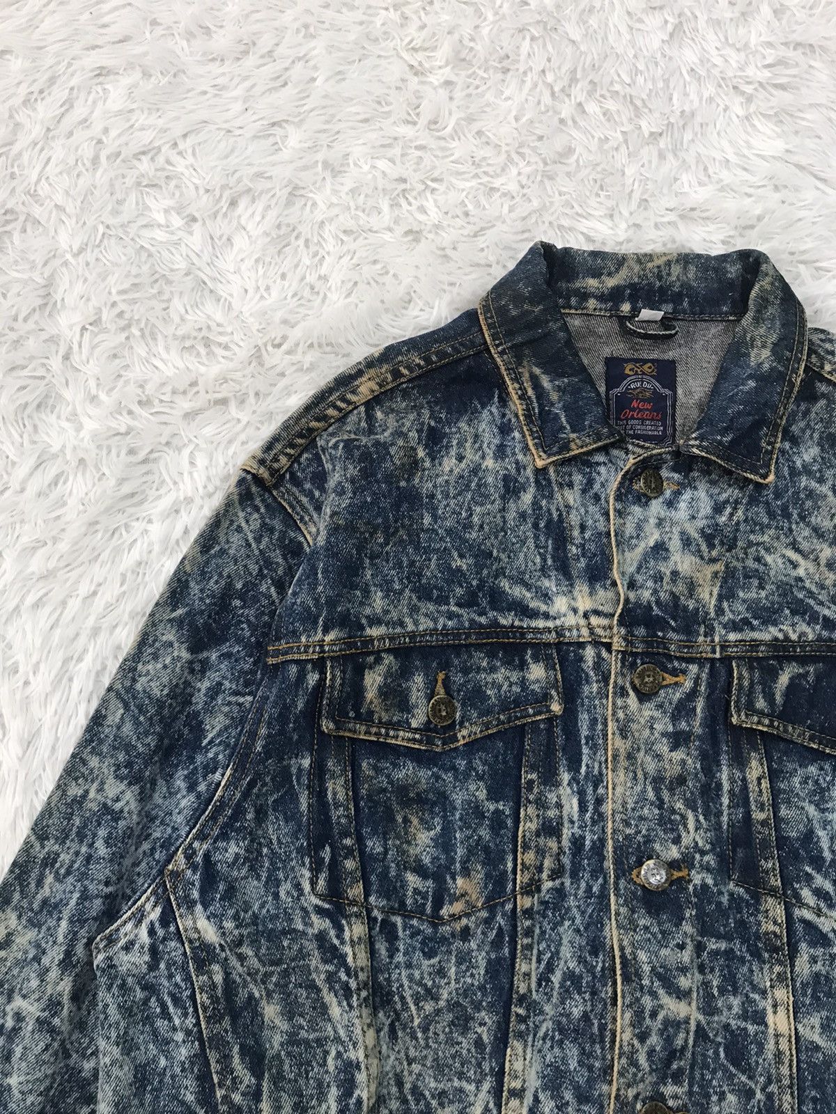 Japanese Brand Acid Wash Style Rue Du New Orleans Denim Jacket Size US L / EU 52-54 / 3 - 3 Thumbnail