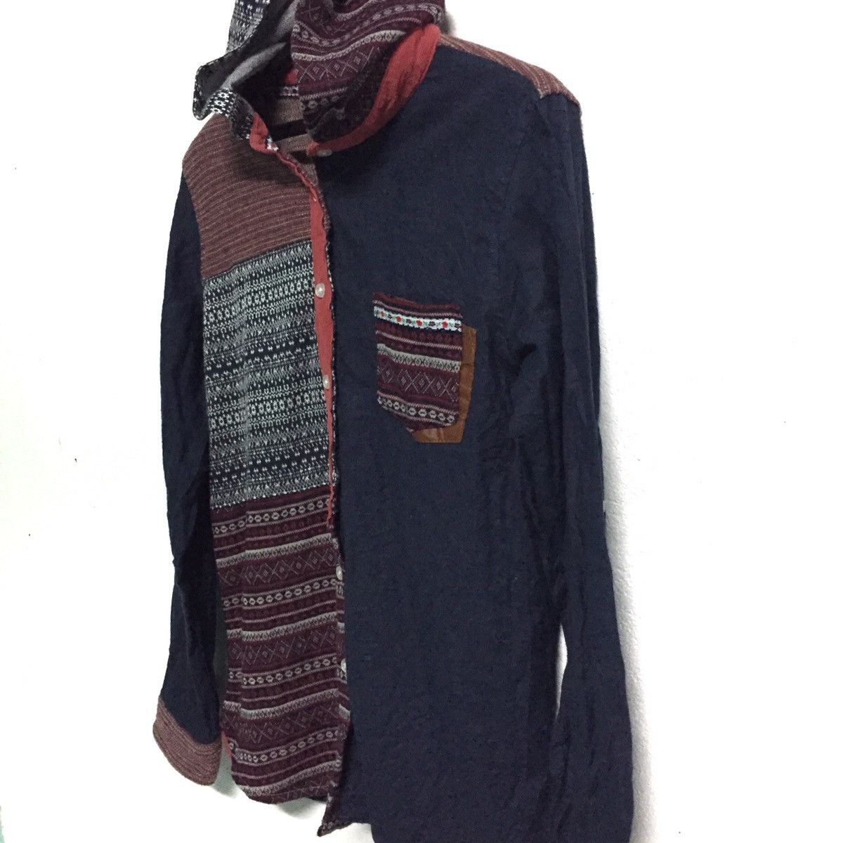 Japanese Brand Unique Patchwork Button Up Hoodie Size US M / EU 48-50 / 2 - 4 Thumbnail