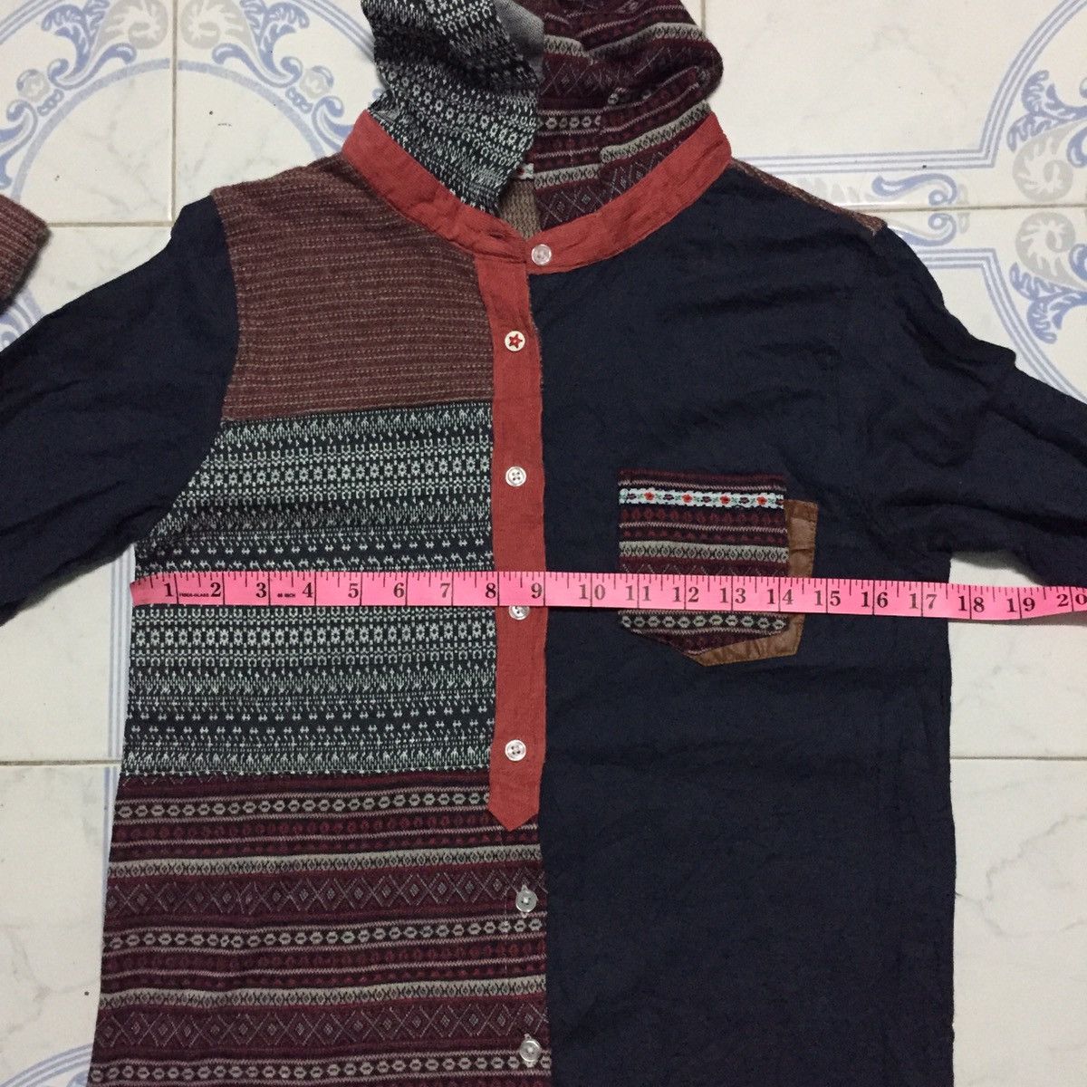 Japanese Brand Unique Patchwork Button Up Hoodie Size US M / EU 48-50 / 2 - 12 Thumbnail