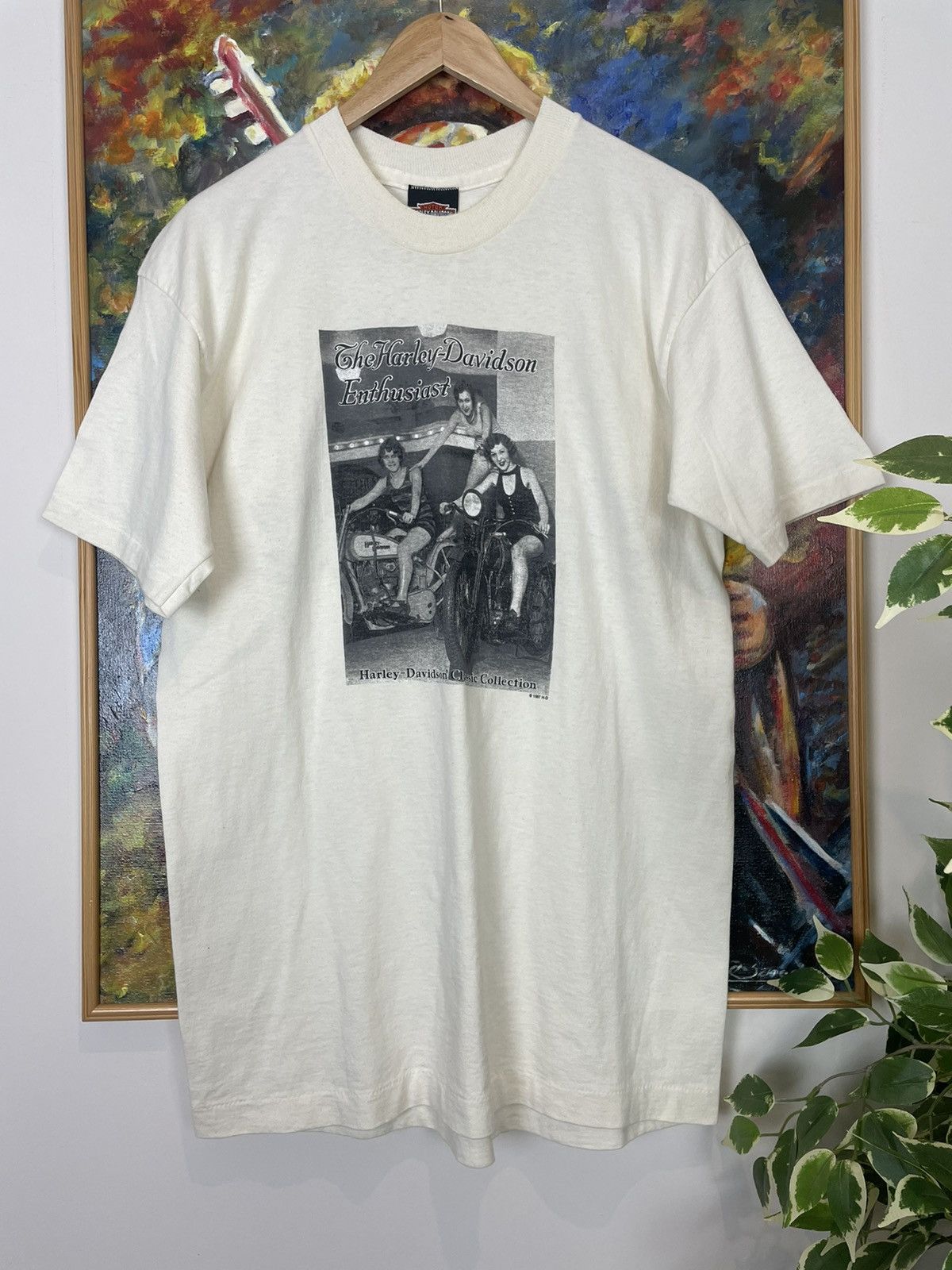 T-shirt Vintage Harley Davidson Café Las Vegas Années 90 - Taille 2XL - Acid Wash - Occasion