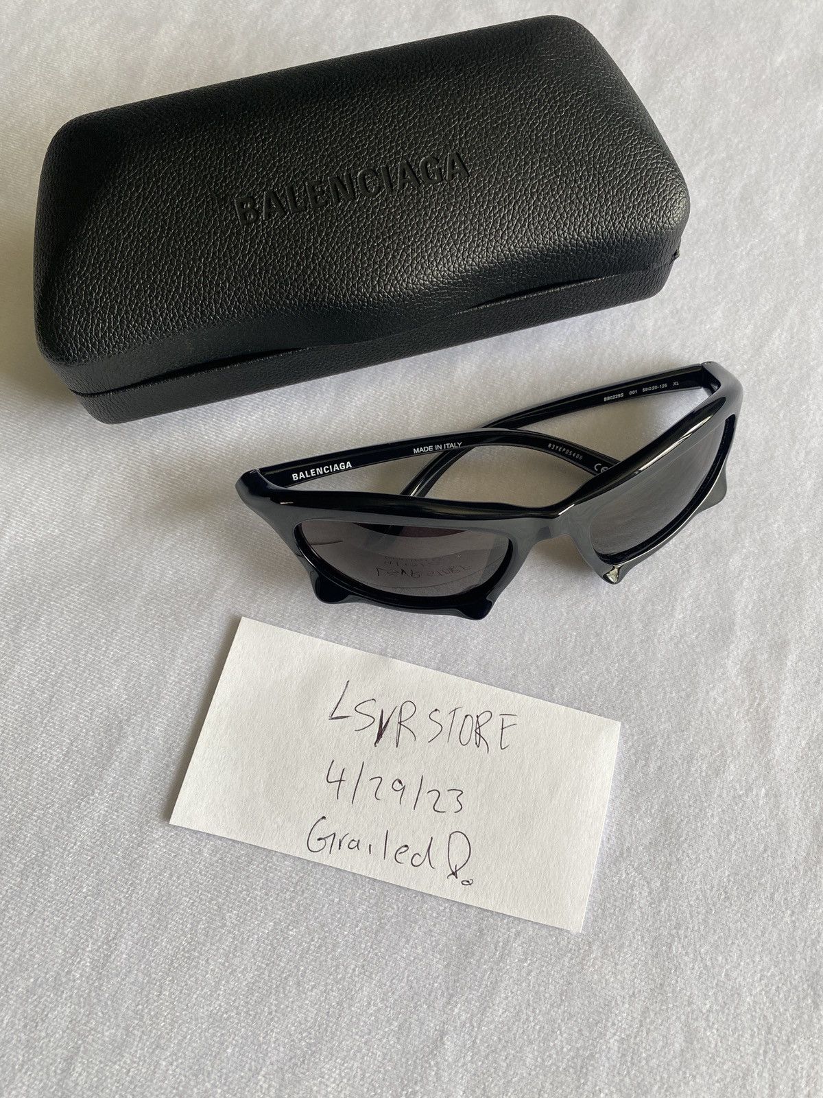 image of Balenciaga Bat Rectangle Sunglasses in Black, Men's
