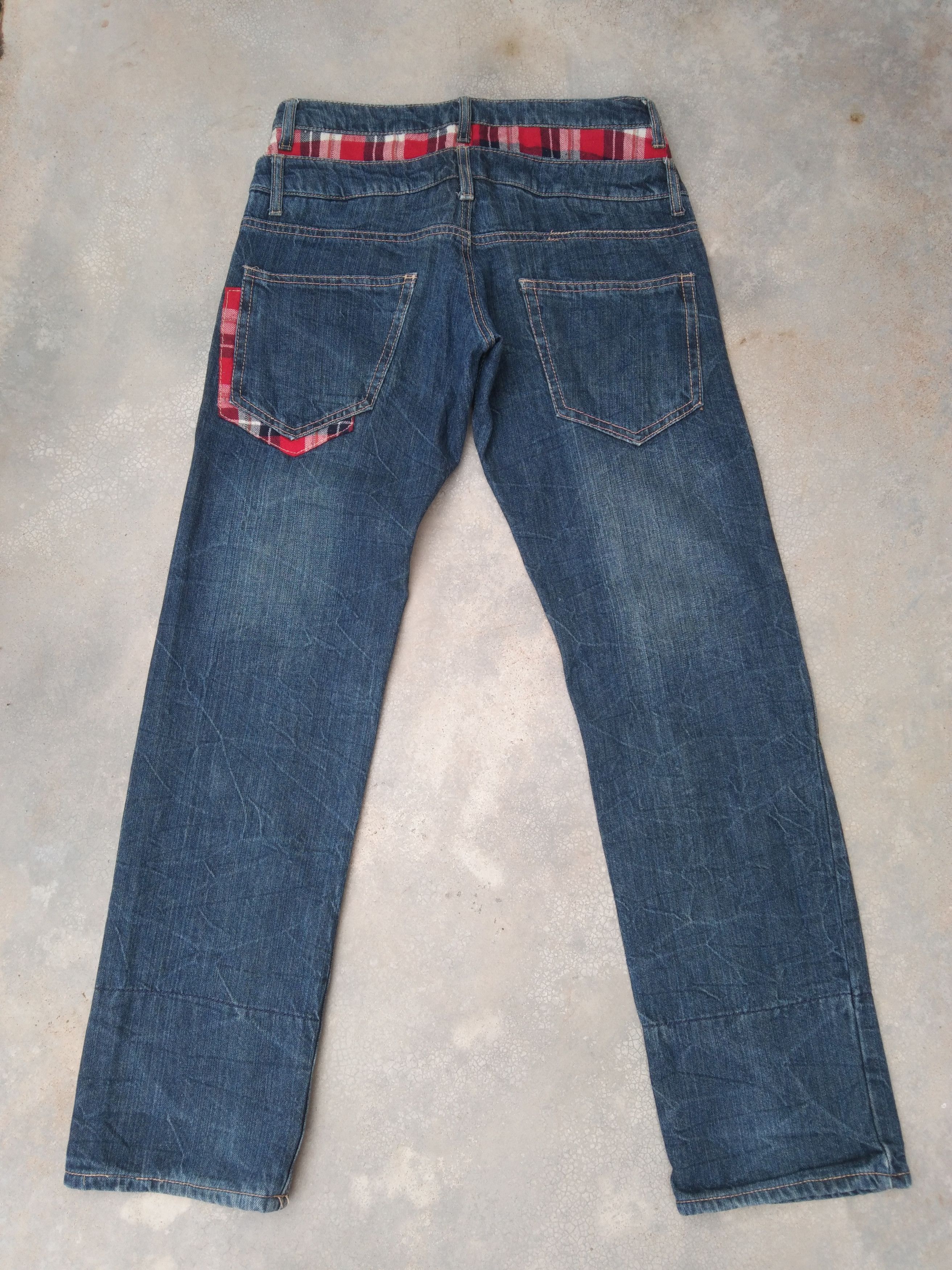 Japanese Brand Vintage Avant-garde Style Double Waist Punk Jeans 29x32 Size US 29 - 2 Thumbnail