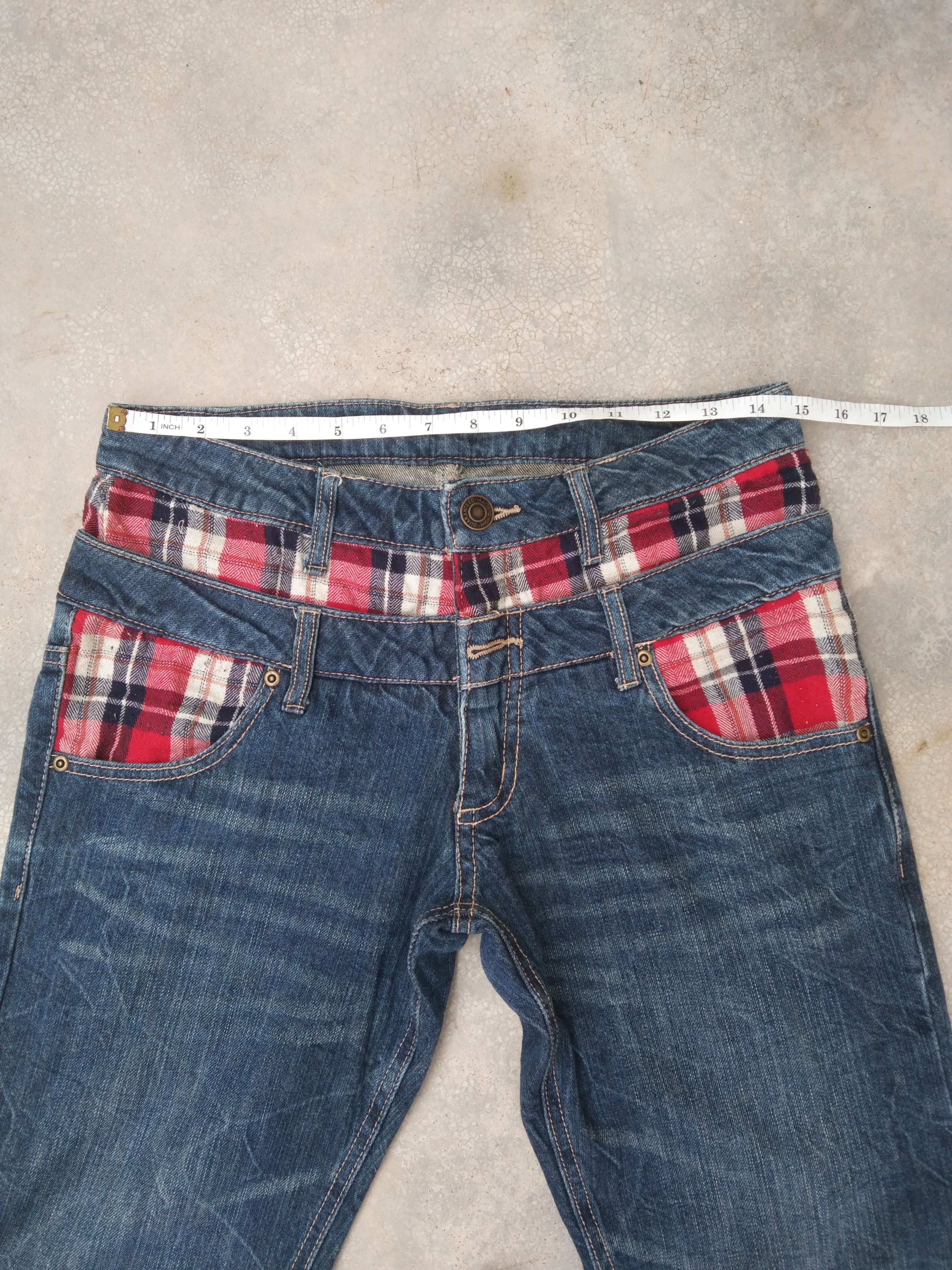 Japanese Brand Vintage Avant-garde Style Double Waist Punk Jeans 29x32 Size US 29 - 4 Thumbnail