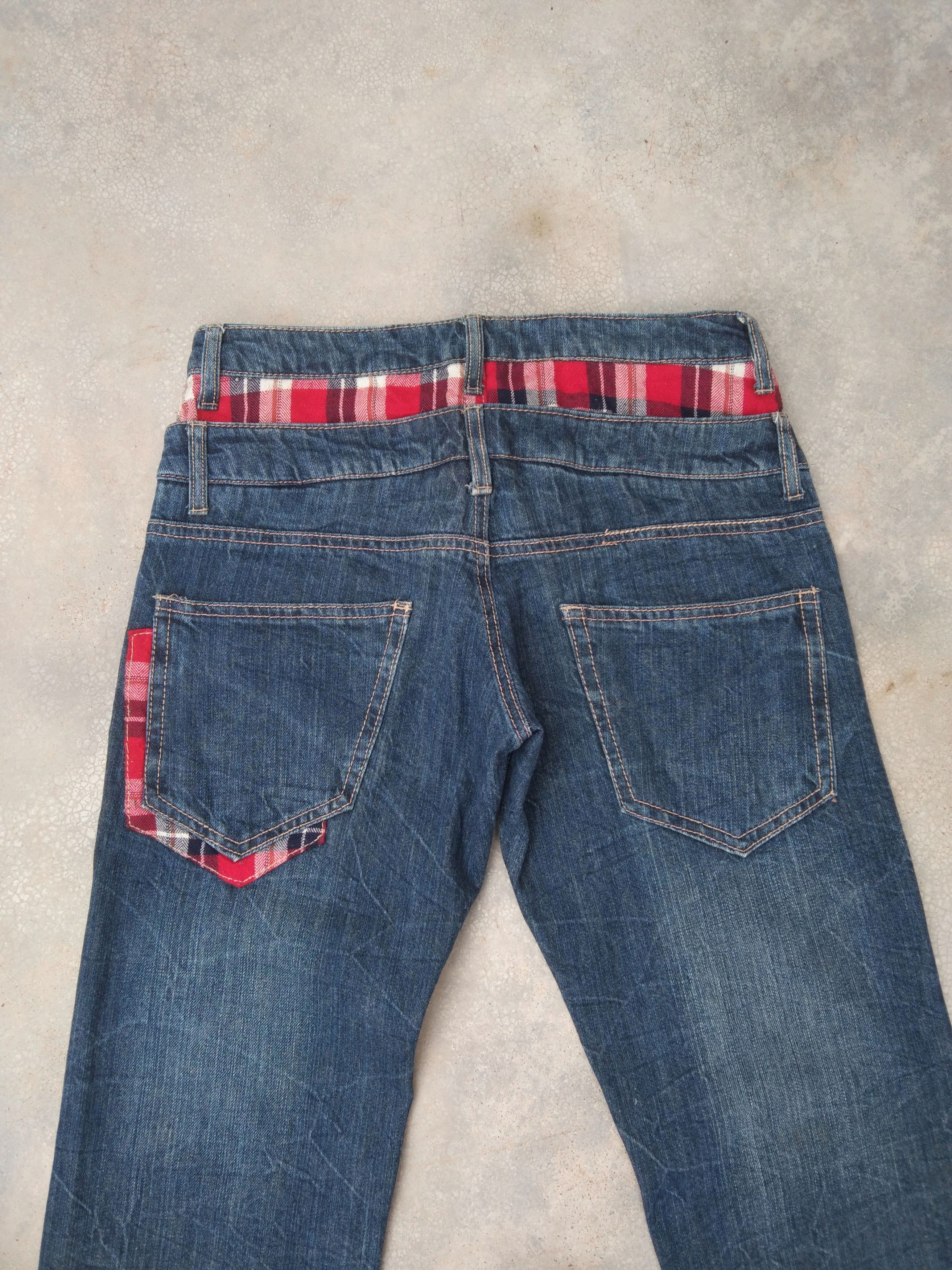 Japanese Brand Vintage Avant-garde Style Double Waist Punk Jeans 29x32 Size US 29 - 3 Thumbnail