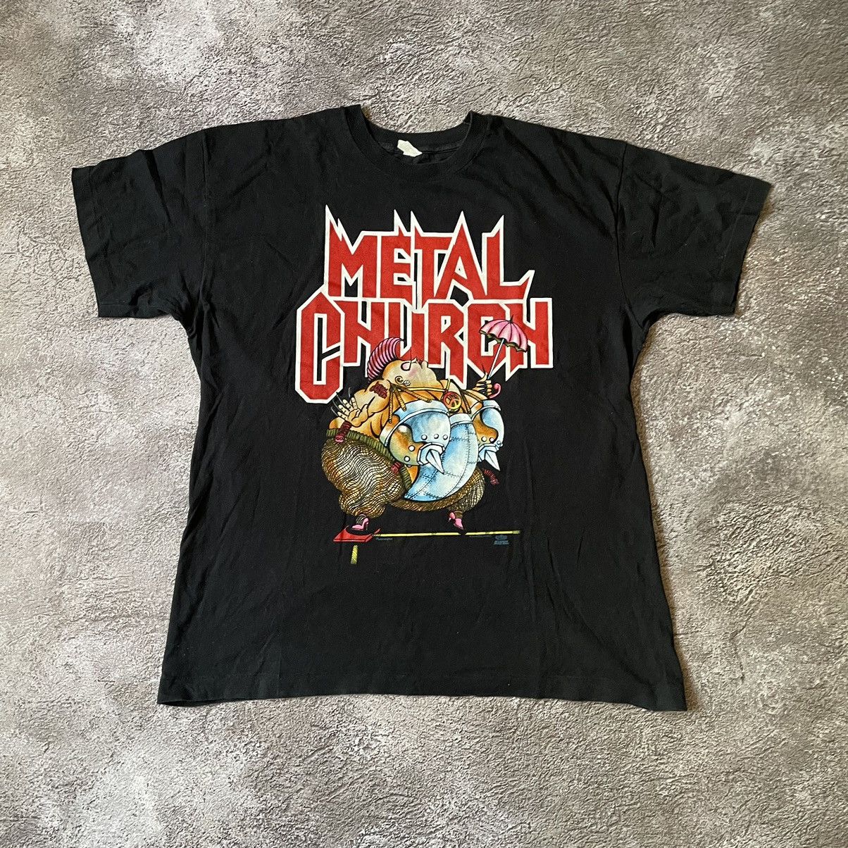 Vintage Vintage 90s Metal Church Graphic Tee Punk Goth Slim Baggy XL Size US XL / EU 56 / 4 - 3 Thumbnail