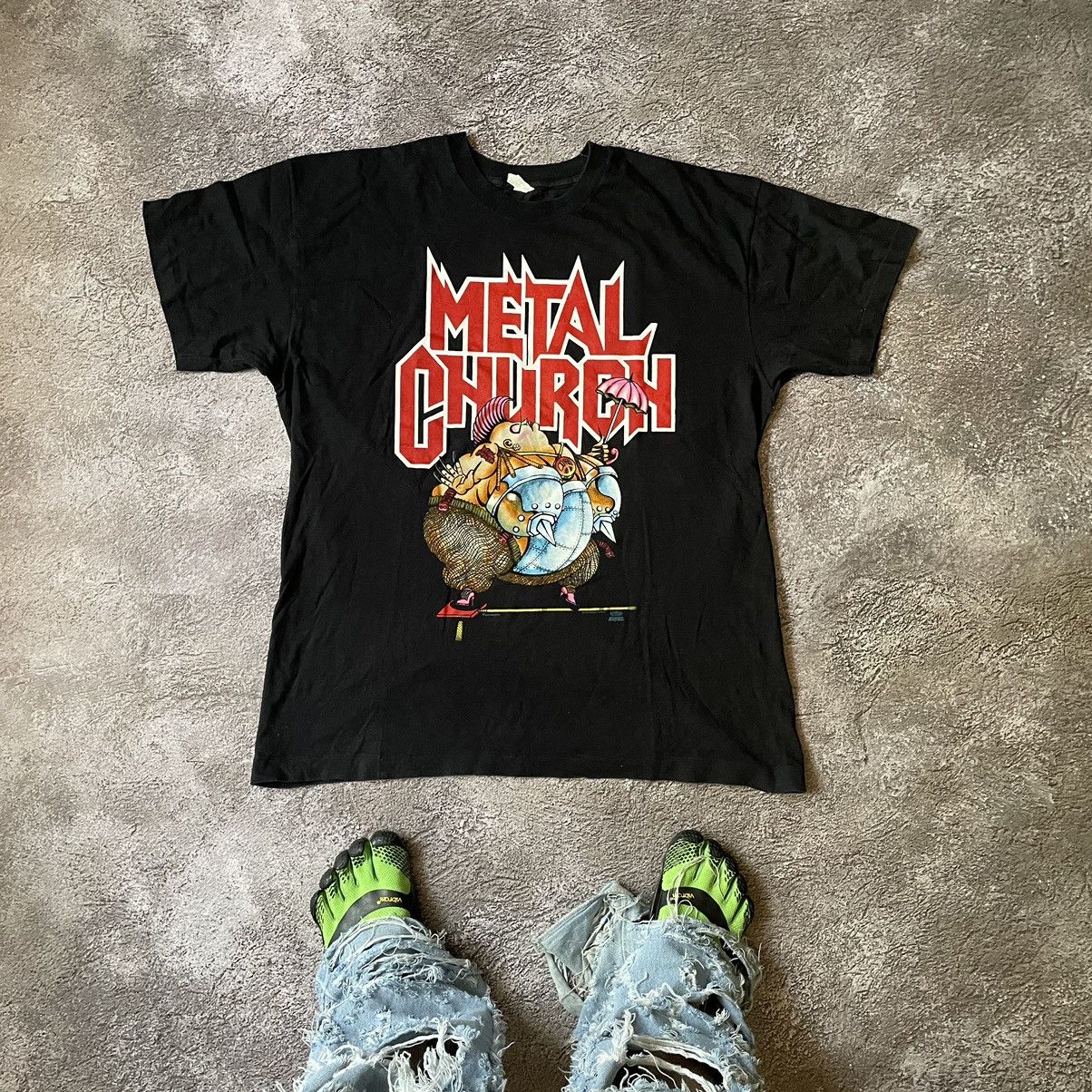 Vintage Vintage 90s Metal Church Graphic Tee Punk Goth Slim Baggy XL Size US XL / EU 56 / 4 - 1 Thumbnail