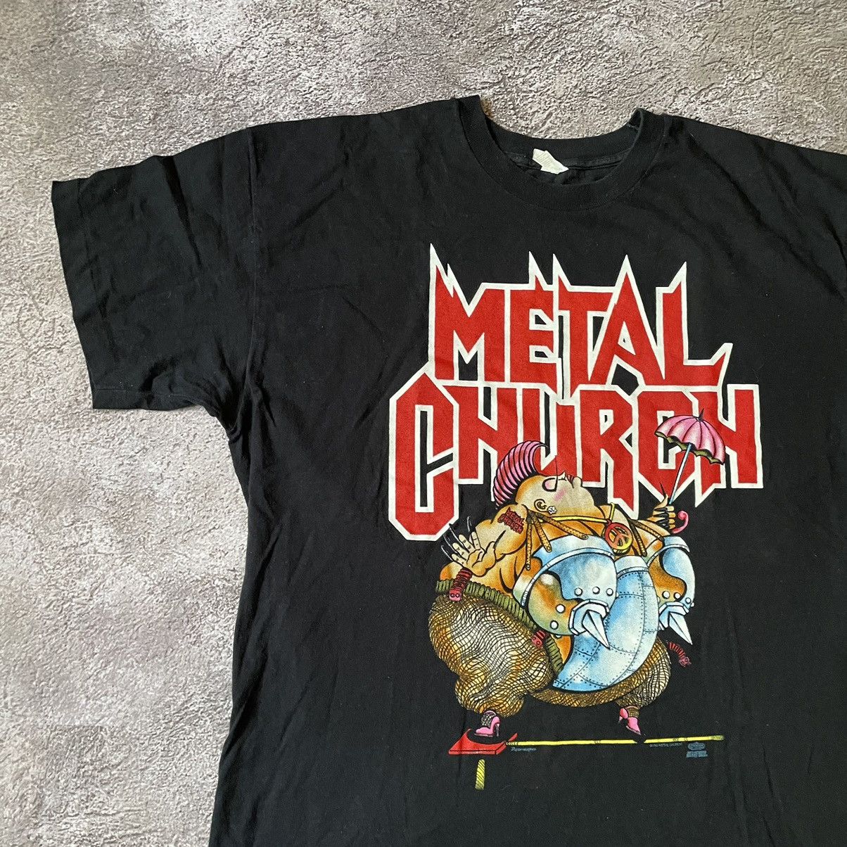 Vintage Vintage 90s Metal Church Graphic Tee Punk Goth Slim Baggy XL Size US XL / EU 56 / 4 - 4 Thumbnail