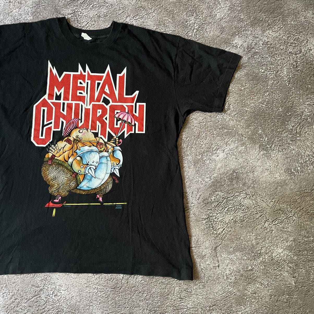 Vintage Vintage 90s Metal Church Graphic Tee Punk Goth Slim Baggy XL Size US XL / EU 56 / 4 - 2 Thumbnail