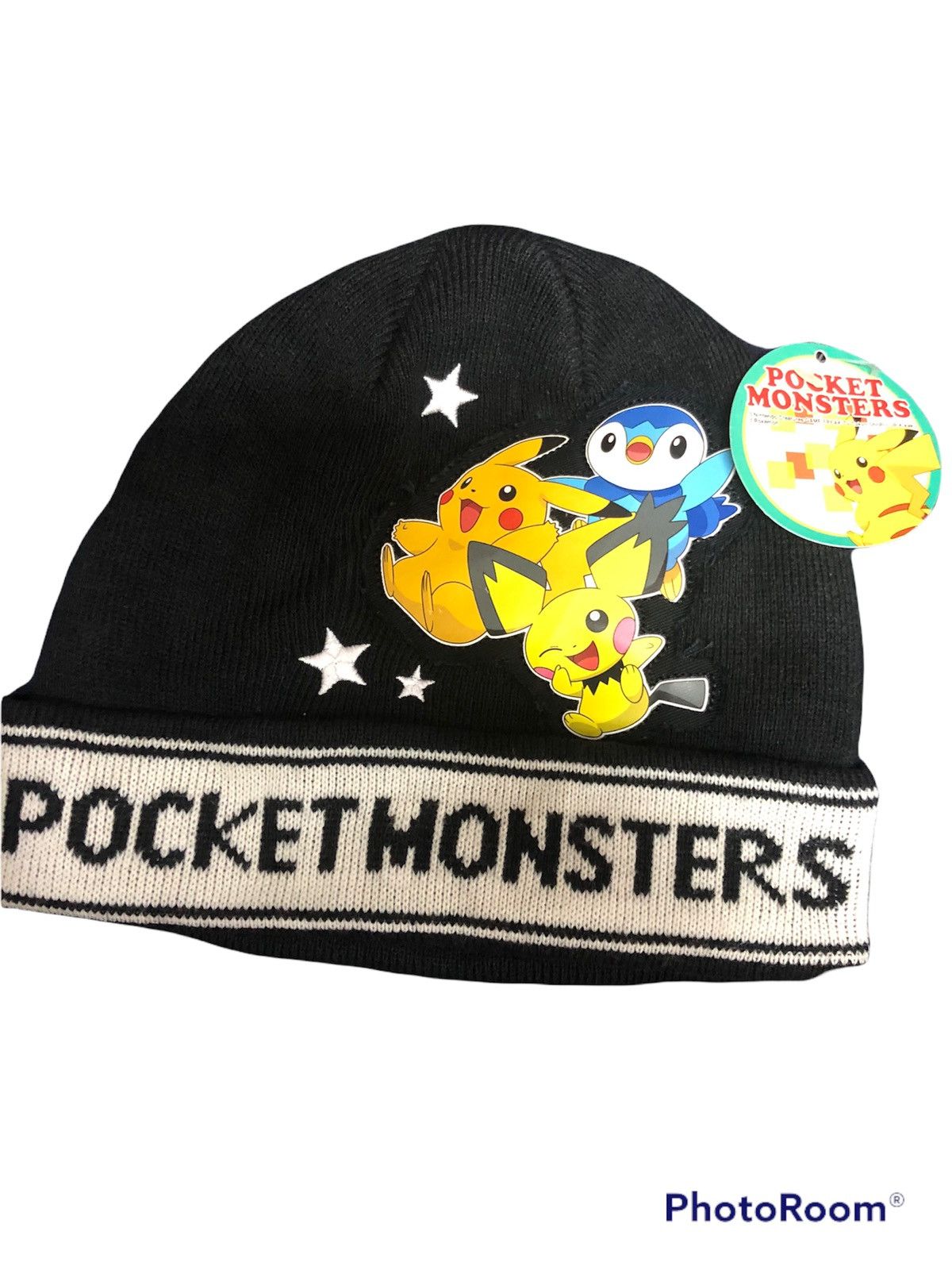 image of Cartoon Network x Pokemon Vintage Nintendo Pokemon Pocket Monster Beanie Hats in Black, Men's