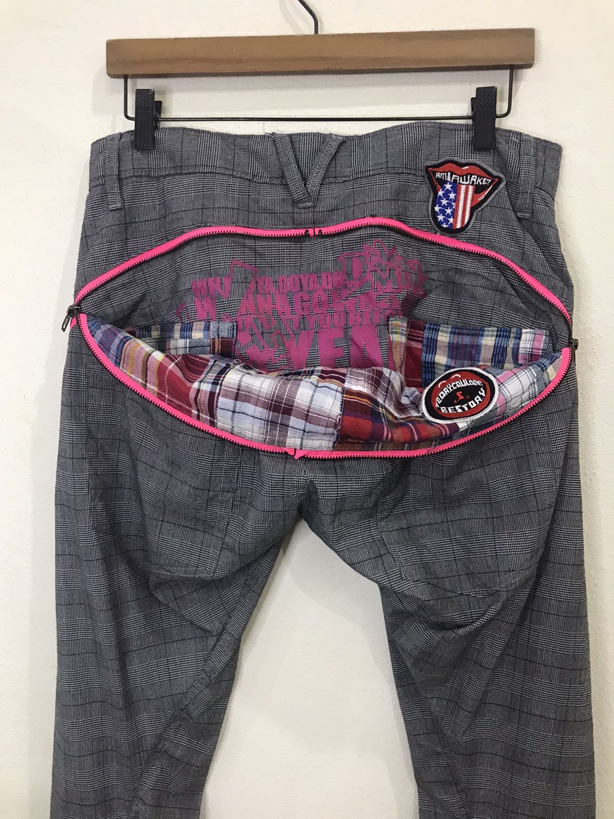 Japanese Brand Breath Mint Plaid Tartan Patchwork Twisted Leg Trousers Pant Size US 32 / EU 48 - 8 Thumbnail