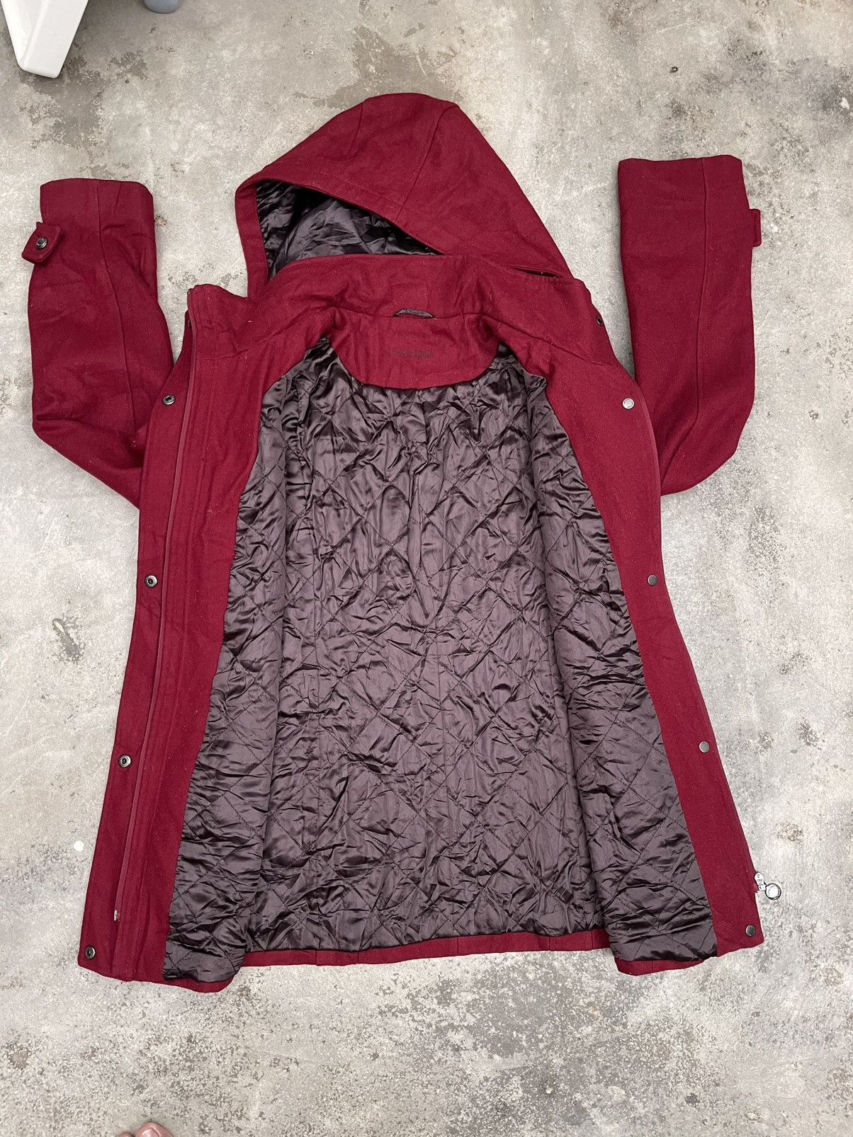 Calvin Klein Calvin Klein Red Hooded Wool Blend Coat - Quilted Lining Size US S / EU 44-46 / 1 - 3 Thumbnail