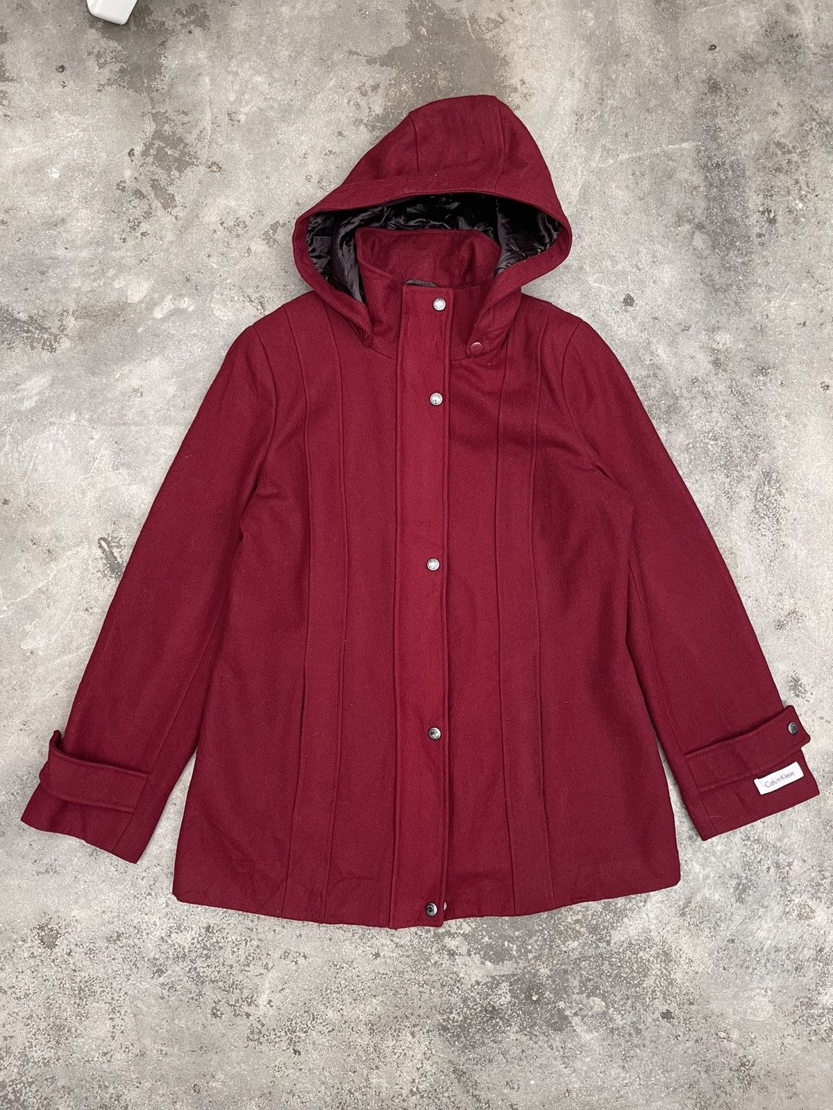 Calvin Klein Calvin Klein Red Hooded Wool Blend Coat - Quilted Lining Size US S / EU 44-46 / 1 - 1 Thumbnail