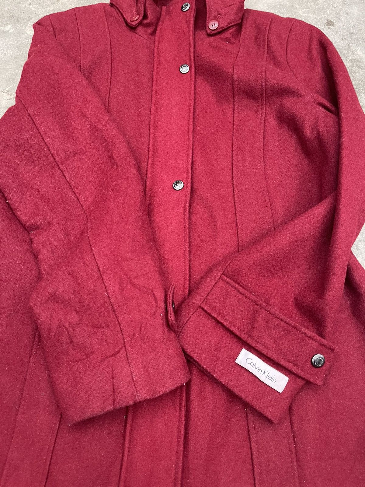 Calvin Klein Calvin Klein Red Hooded Wool Blend Coat - Quilted Lining Size US S / EU 44-46 / 1 - 6 Thumbnail