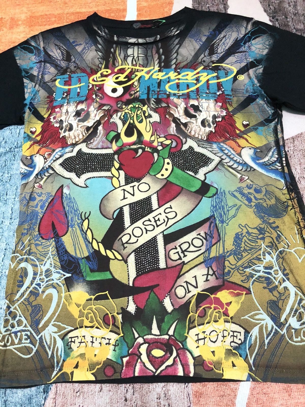 Christian Audigier × Ed Hardy × Vintage VINTAGE ED HARDY TATTOO ART OVER PRINT SHIRT Size US S / EU 44-46 / 1 - 2 Thumbnail