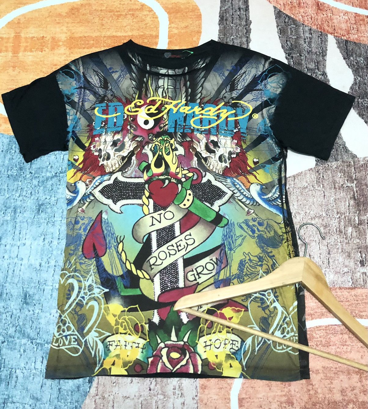 Christian Audigier × Ed Hardy × Vintage VINTAGE ED HARDY TATTOO ART OVER PRINT SHIRT Size US S / EU 44-46 / 1 - 1 Thumbnail