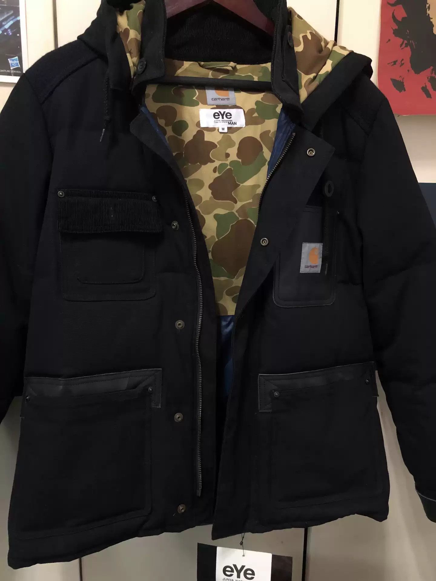 image of Junya Watanabe X Carhartt Down Jkt Size M in Black, Men's
