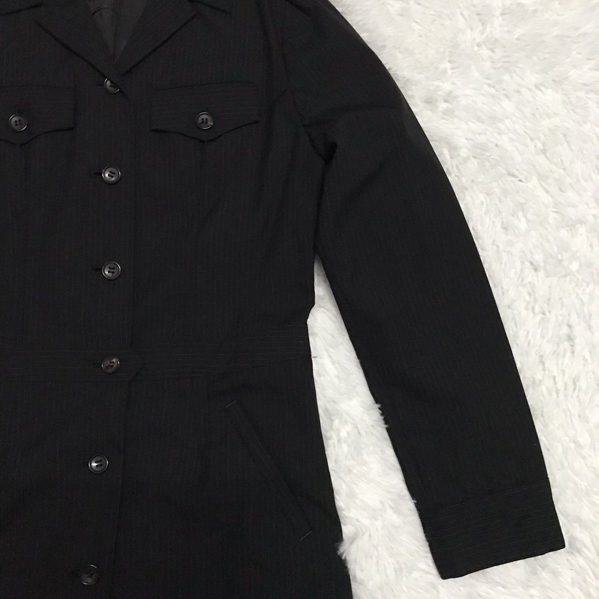 Issey Miyake Vtg IS Sunao Kuwahara Small Stripes Long Women Jacket Coat Size ONE SIZE - 4 Thumbnail