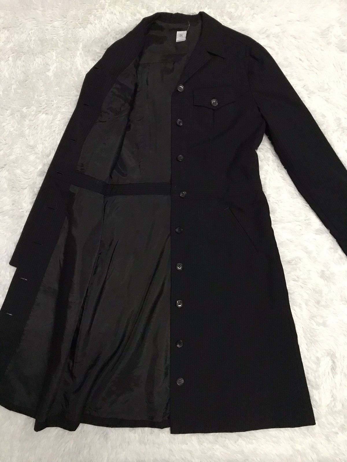 Issey Miyake Vtg IS Sunao Kuwahara Small Stripes Long Women Jacket Coat Size ONE SIZE - 11 Thumbnail