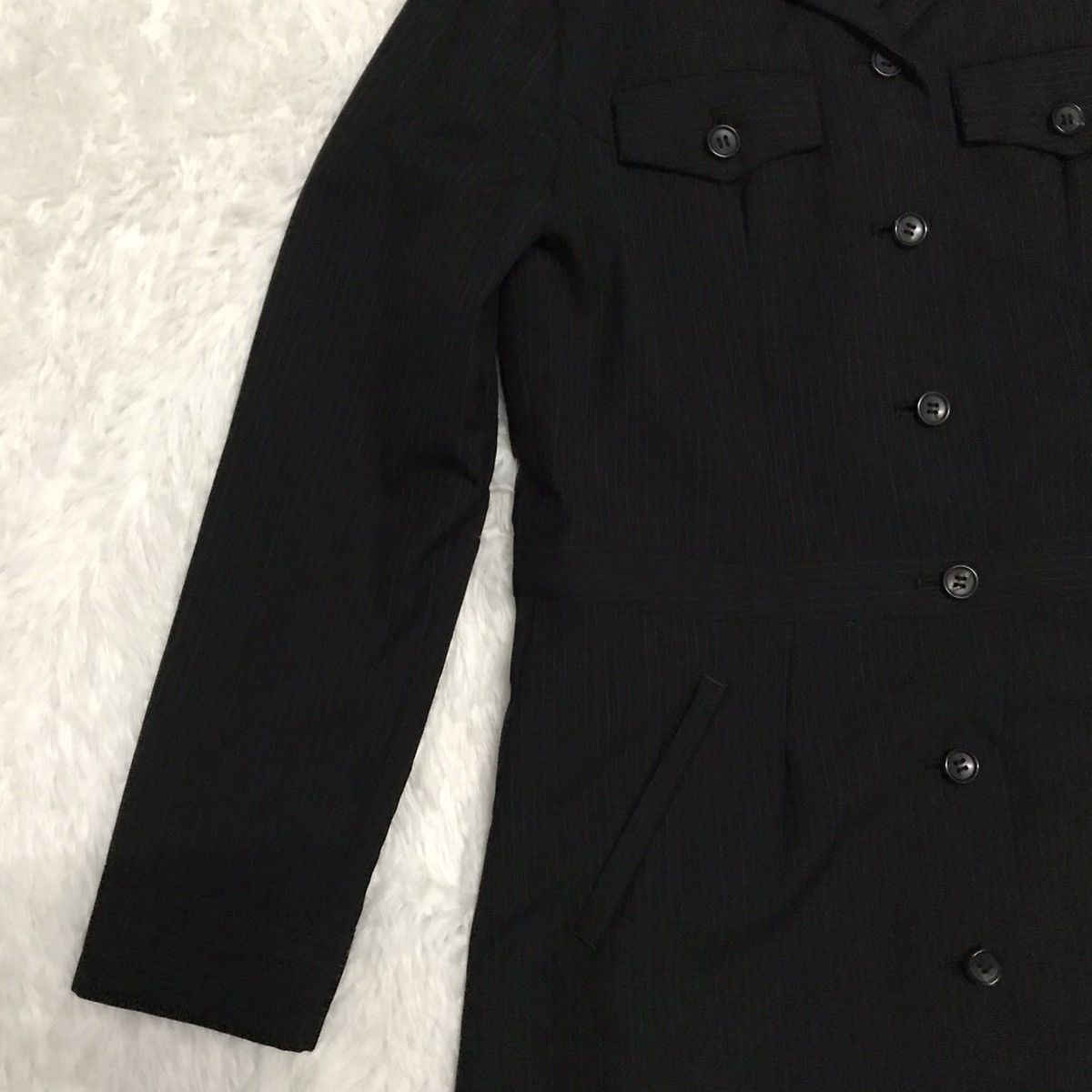 Issey Miyake Vtg IS Sunao Kuwahara Small Stripes Long Women Jacket Coat Size ONE SIZE - 5 Thumbnail