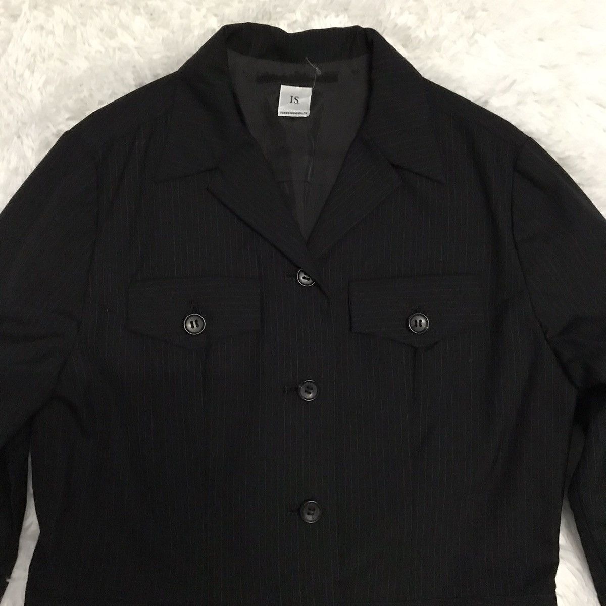Issey Miyake Vtg IS Sunao Kuwahara Small Stripes Long Women Jacket Coat Size ONE SIZE - 6 Thumbnail