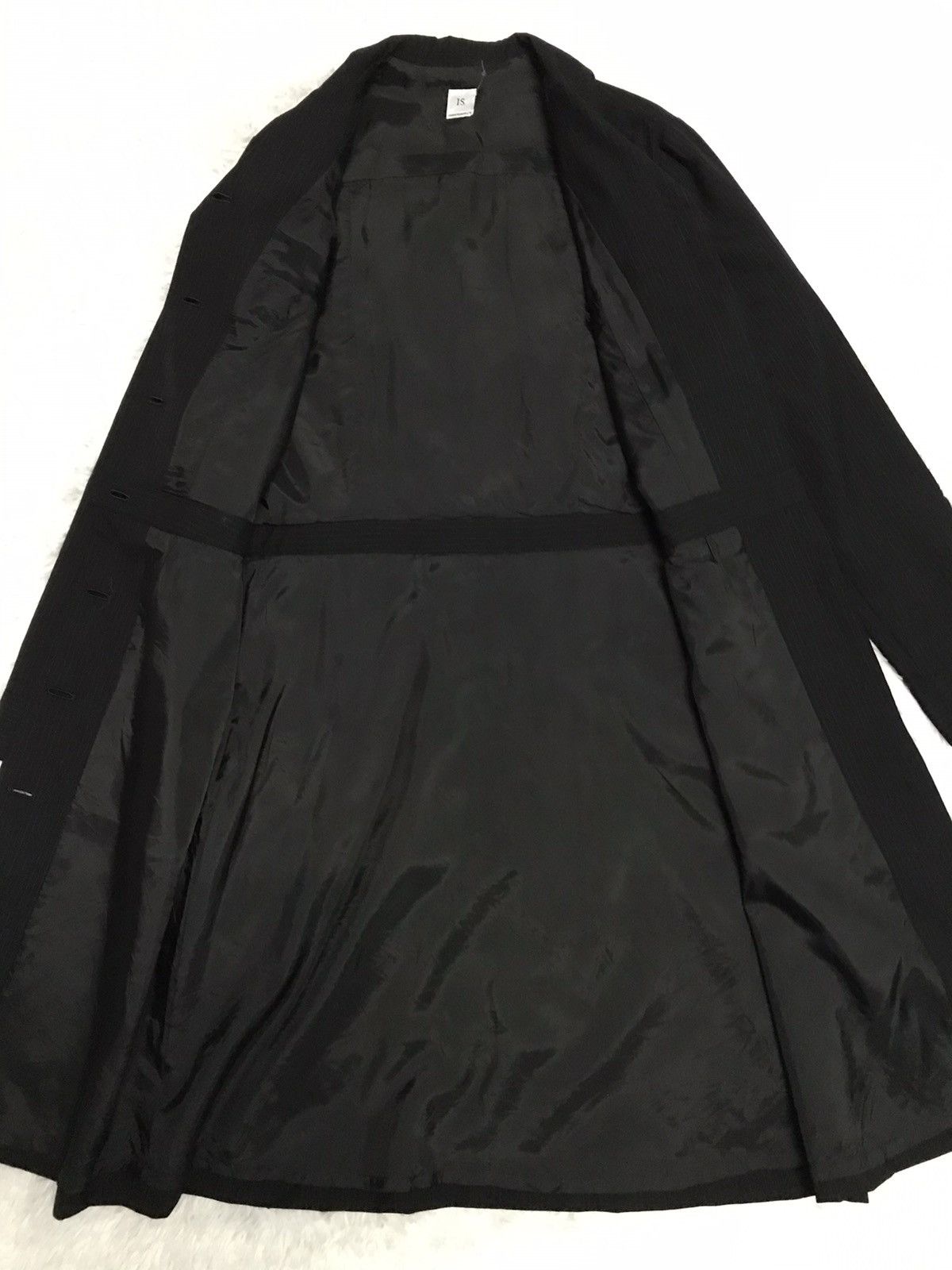 Issey Miyake Vtg IS Sunao Kuwahara Small Stripes Long Women Jacket Coat Size ONE SIZE - 12 Thumbnail