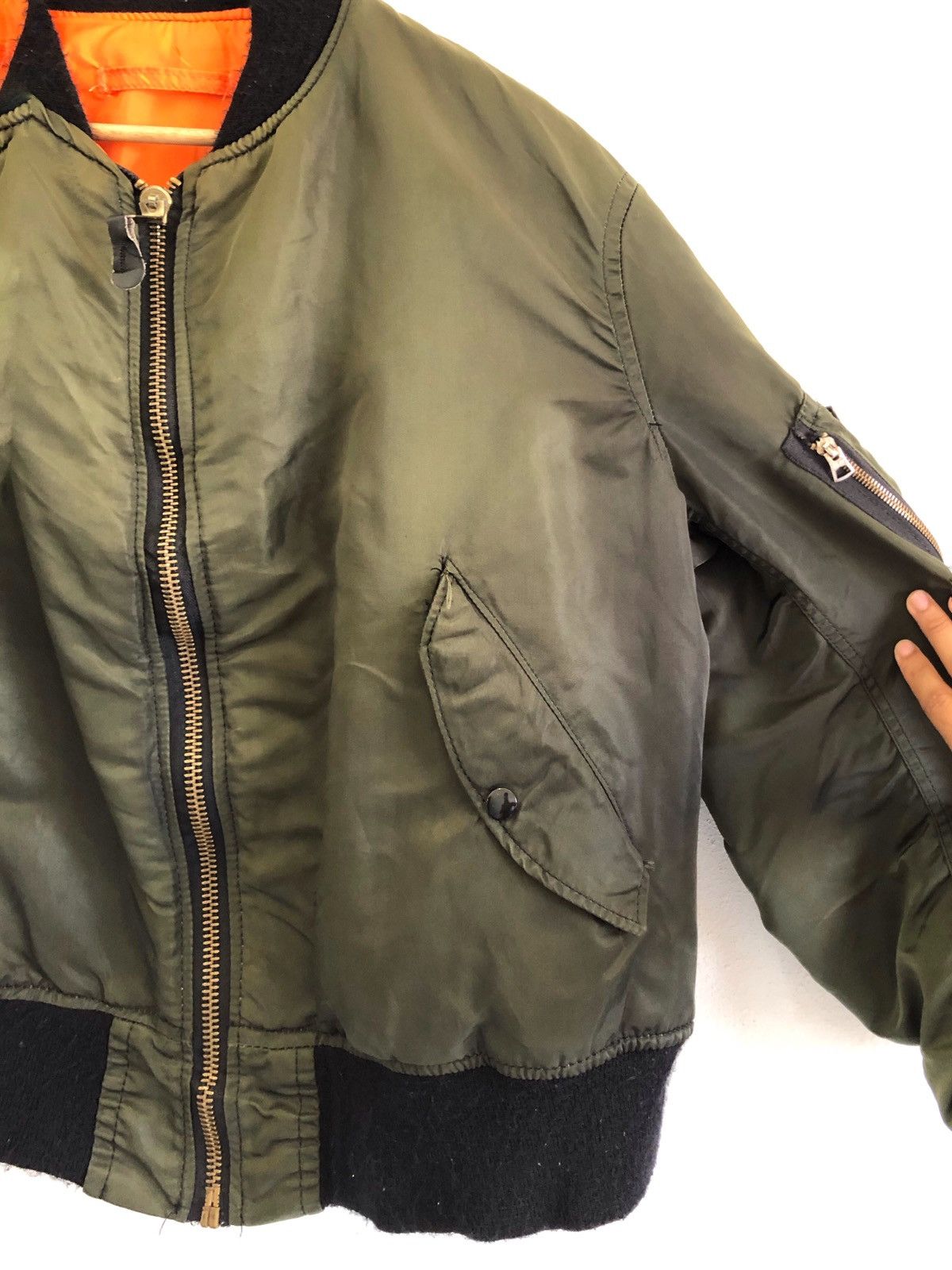 Alpha Industries VINTAGE MA-1 Alpha Industries Flying Military Bomber Jacket Size US XL / EU 56 / 4 - 4 Thumbnail