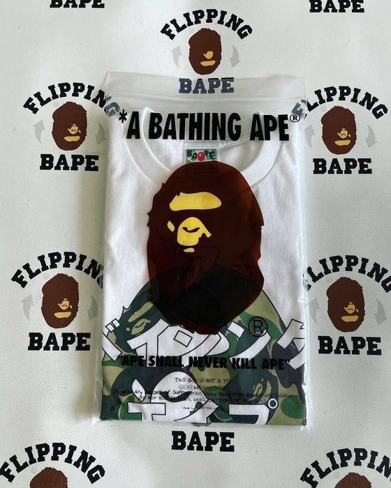 Bape BAPE ABC CAMO JAPANESE LETTERS TEE | Grailed