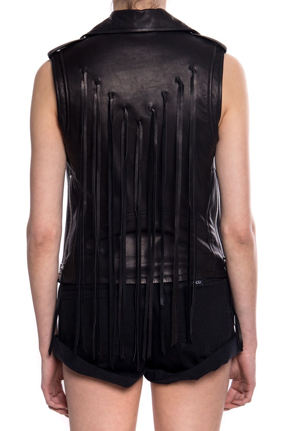 Amiri $3200 AMIRI Black Fringed Women's Biker Leather Vest Size M / US 6-8 / IT 42-44 - 6 Thumbnail