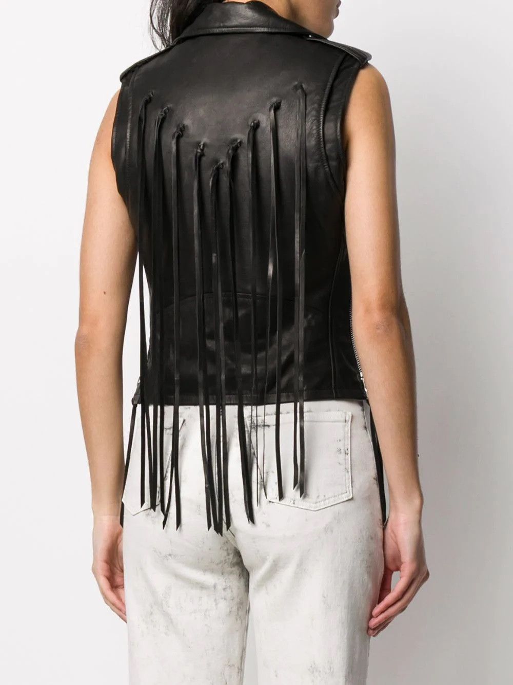 Amiri $3200 AMIRI Black Fringed Women's Biker Leather Vest Size M / US 6-8 / IT 42-44 - 8 Thumbnail