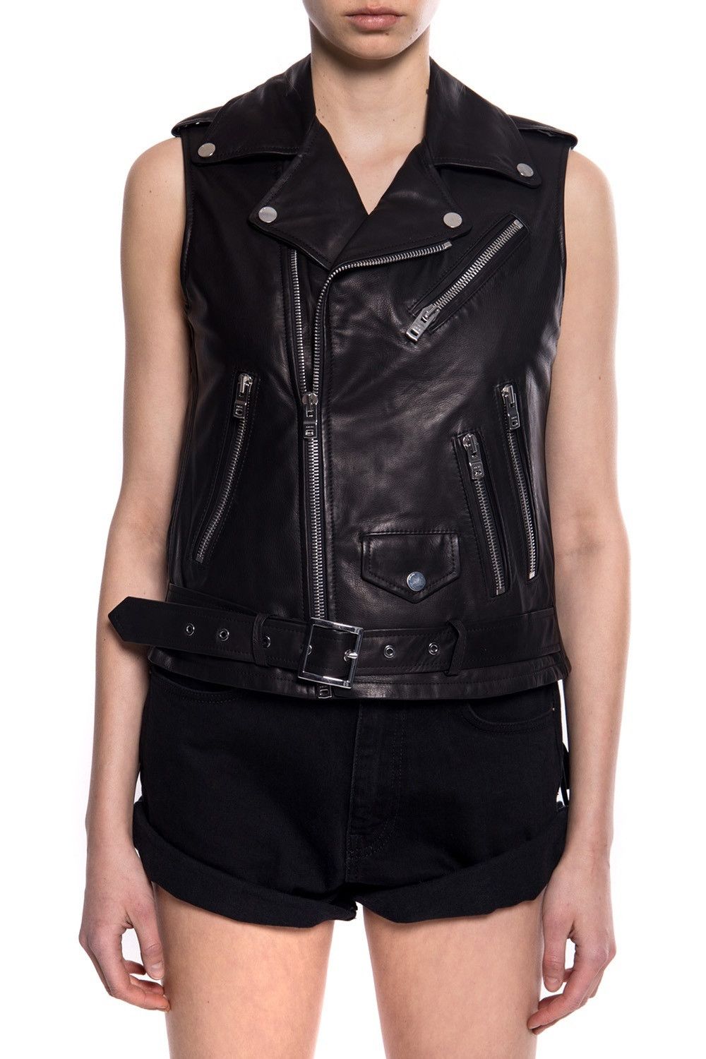 Amiri $3200 AMIRI Black Fringed Women's Biker Leather Vest Size M / US 6-8 / IT 42-44 - 4 Thumbnail