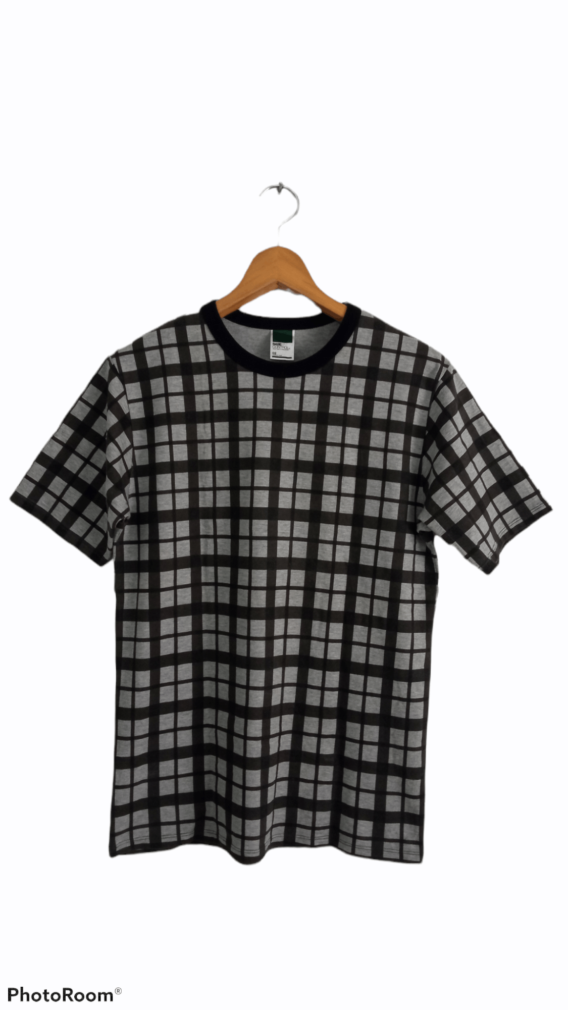 image of Base Control Plaid Checkered T-Shirt in Dark Gray, Men's (Size Medium)