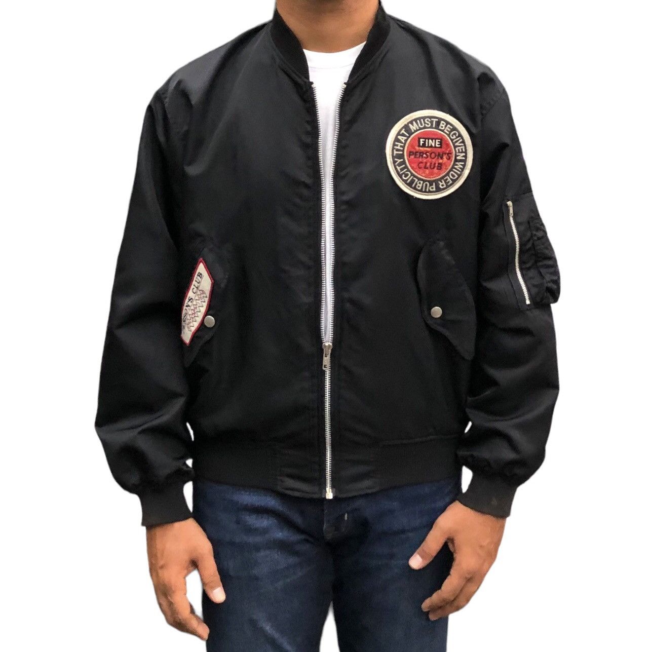 PERSON'S VTG 1988 Person Club MA-1 Bomber Jacket Embroidery Logo Size US L / EU 52-54 / 3 - 5 Thumbnail