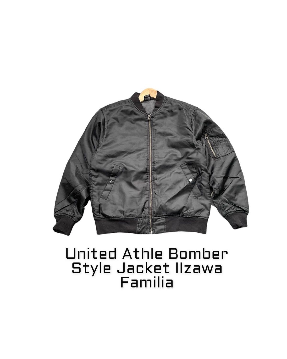 image of United Athle Iizawa Familia Bomber Jacket in Black, Men's (Size Medium)