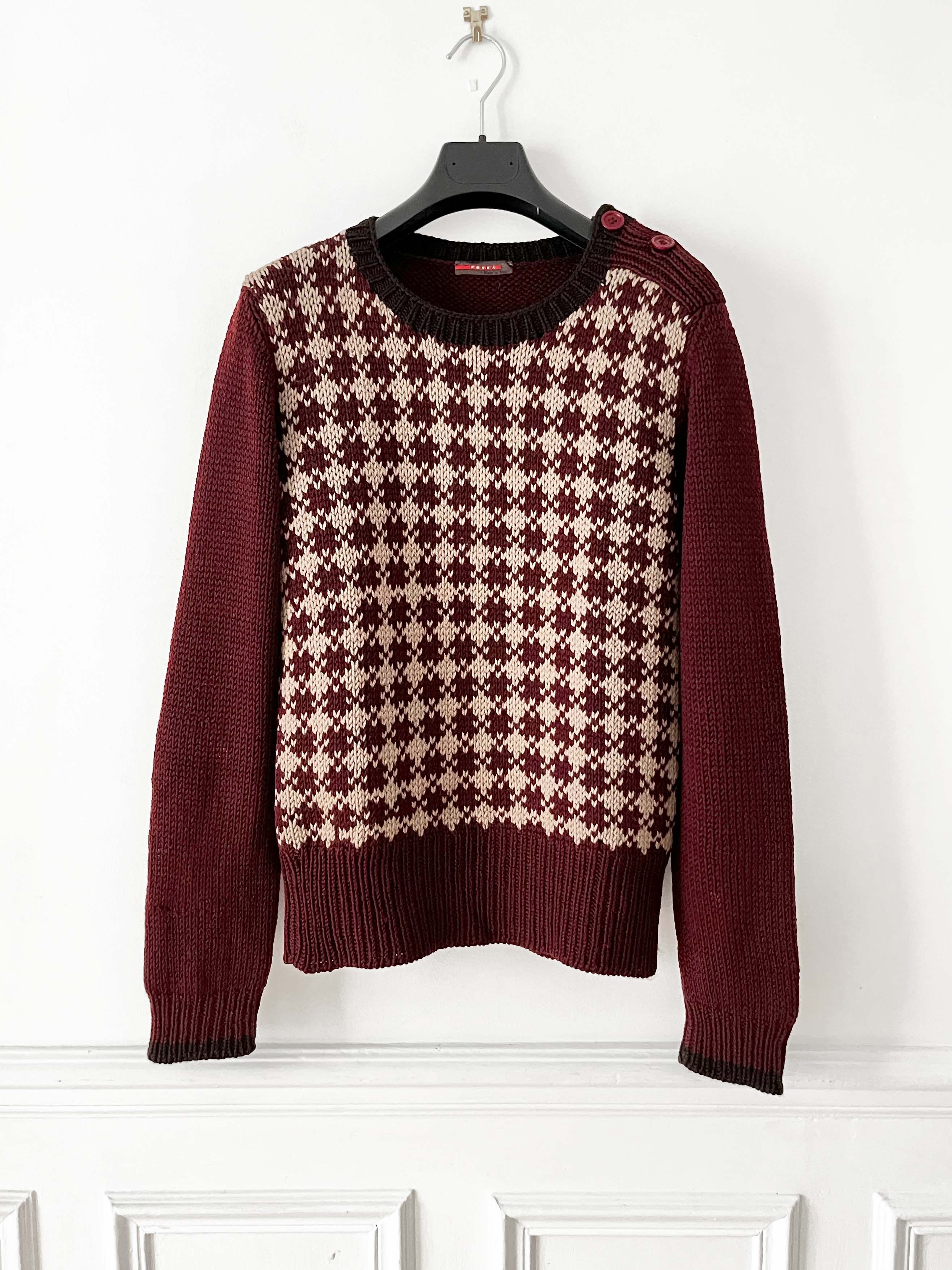 Prada vintage mens burgundy knit sweater