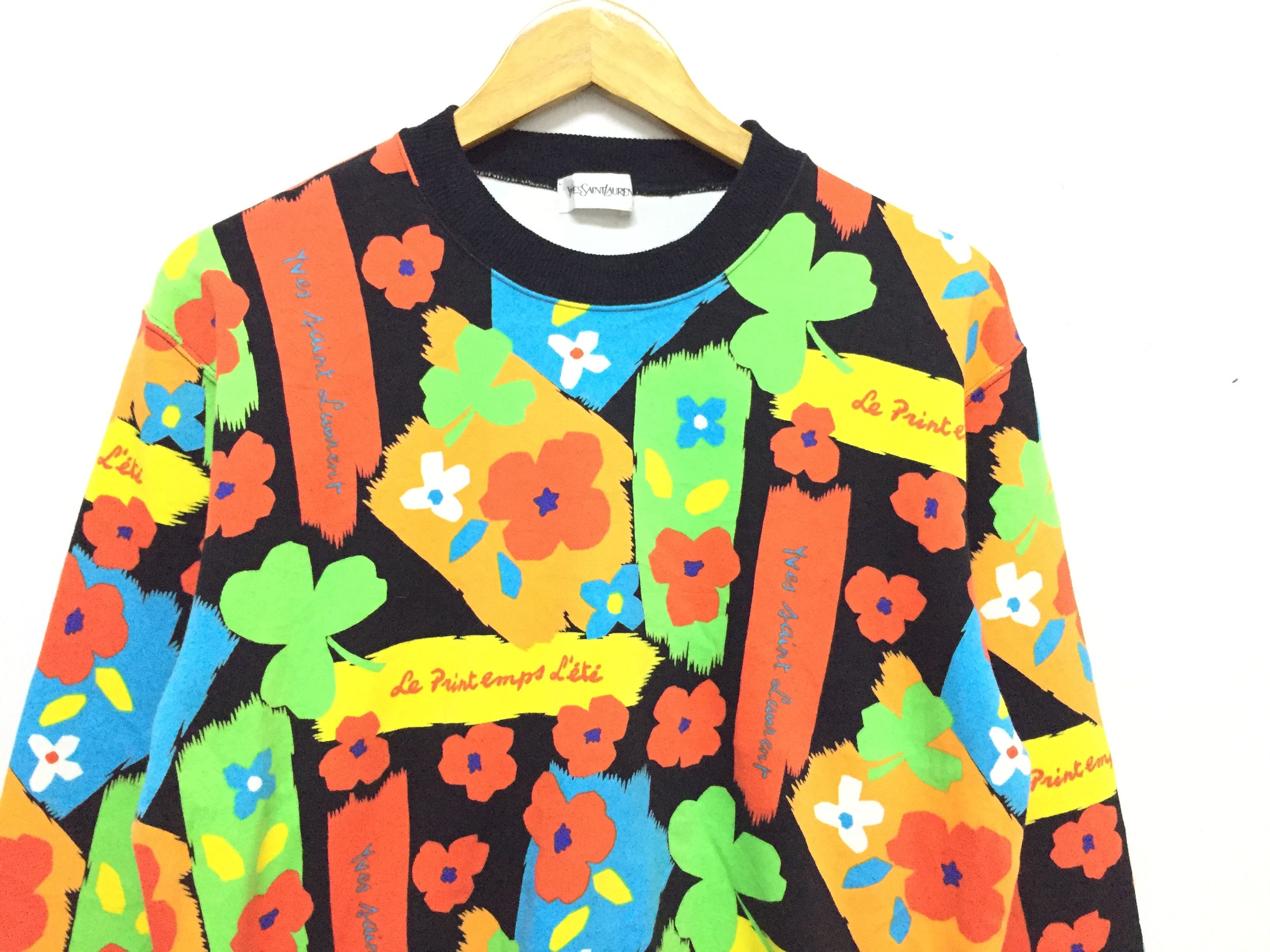 Yves Saint Laurent 90's YSL Floral multicolor sweatshirt Size M / US 6-8 / IT 42-44 - 3 Thumbnail