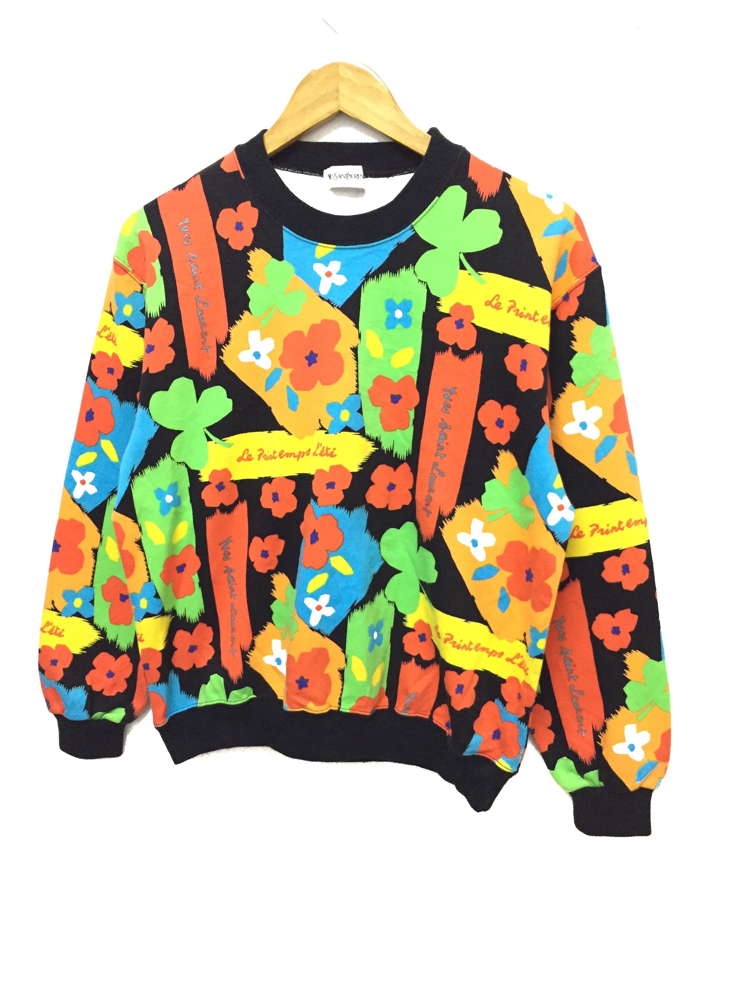 Yves Saint Laurent 90's YSL Floral multicolor sweatshirt Size M / US 6-8 / IT 42-44 - 2 Thumbnail
