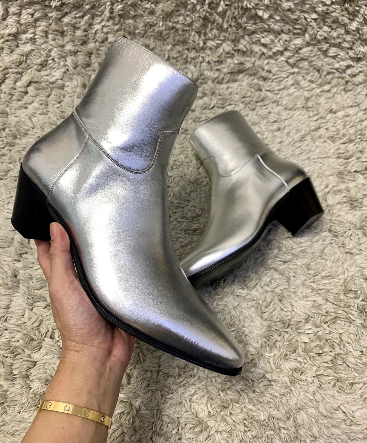 Celine × Hedi Slimane 19SS 60mm Silver Jacno Boots Sz41