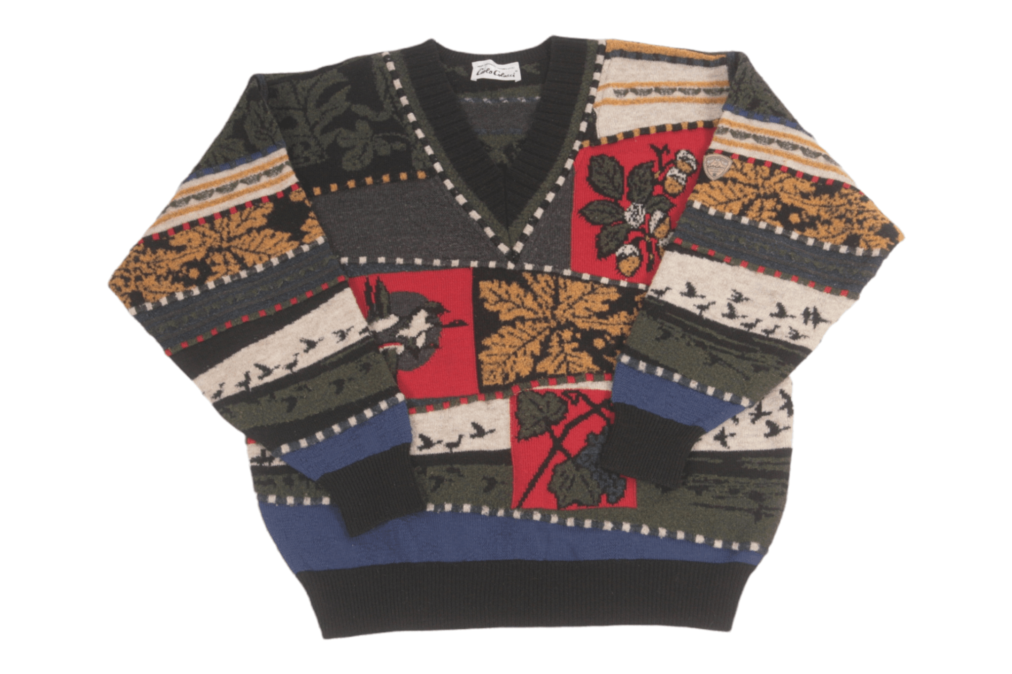 Carlo Colucci Rare Carlo Colucci Abstract Art Knitted V-neck Sweater Size US M / EU 48-50 / 2 - 1 Thumbnail