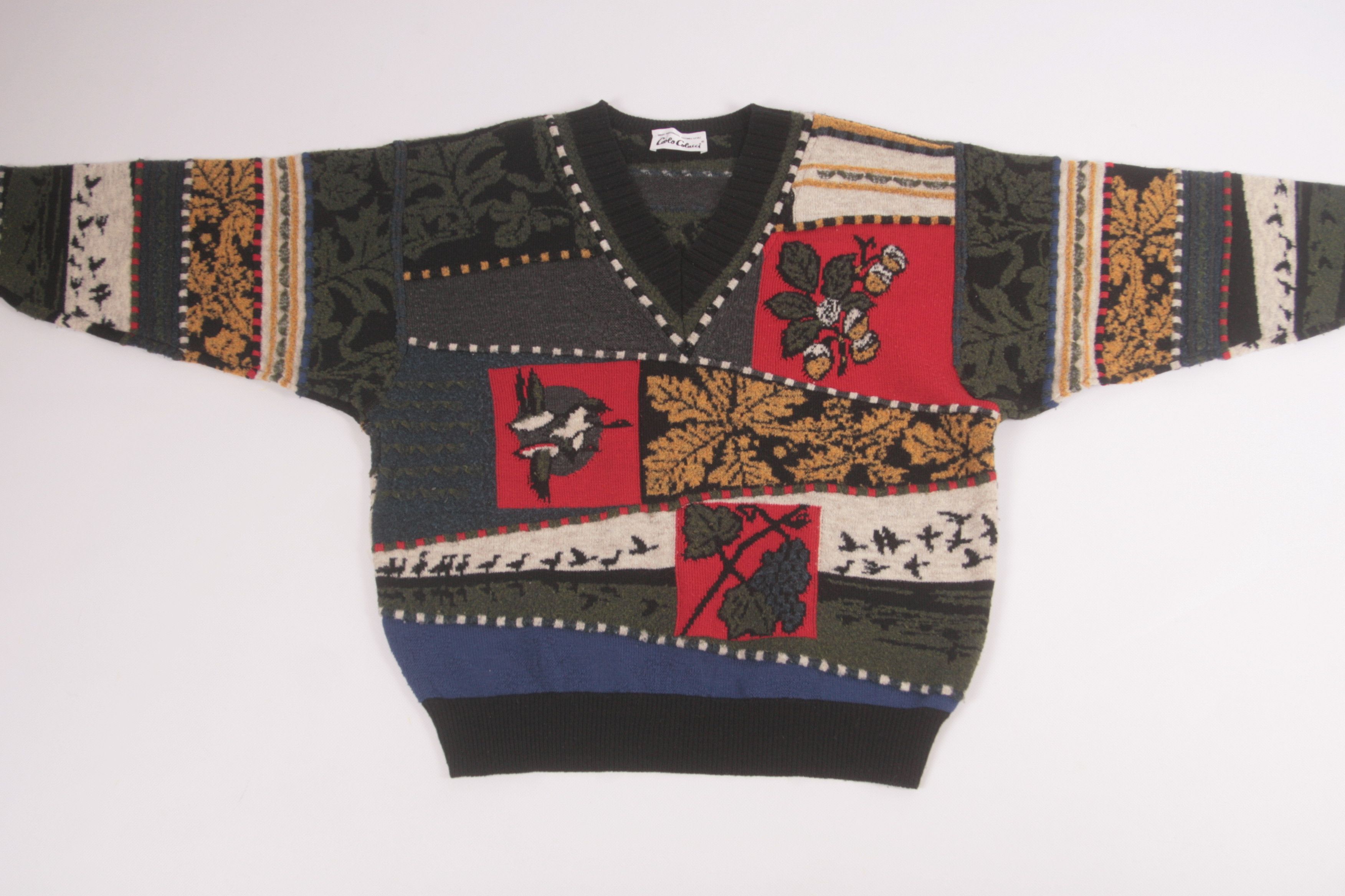 Carlo Colucci Rare Carlo Colucci Abstract Art Knitted V-neck Sweater Size US M / EU 48-50 / 2 - 2 Thumbnail